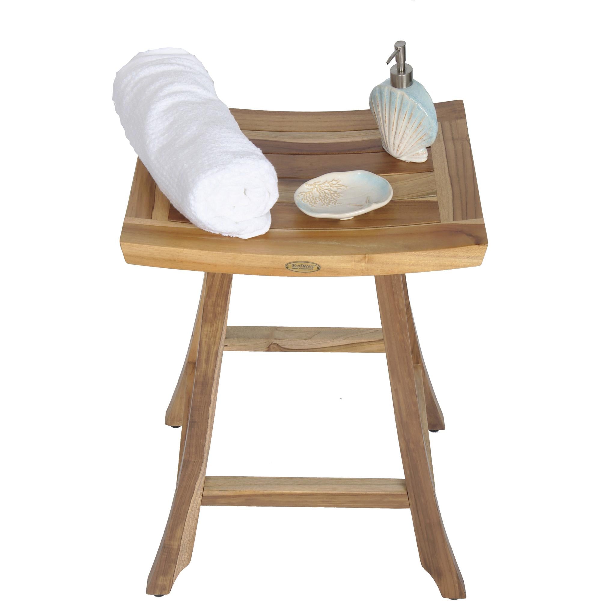 Compact Teak Counter Stool in Natural Finish