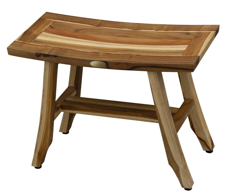 Contemporary Teak Shower Stool or Bench in Natural Finish