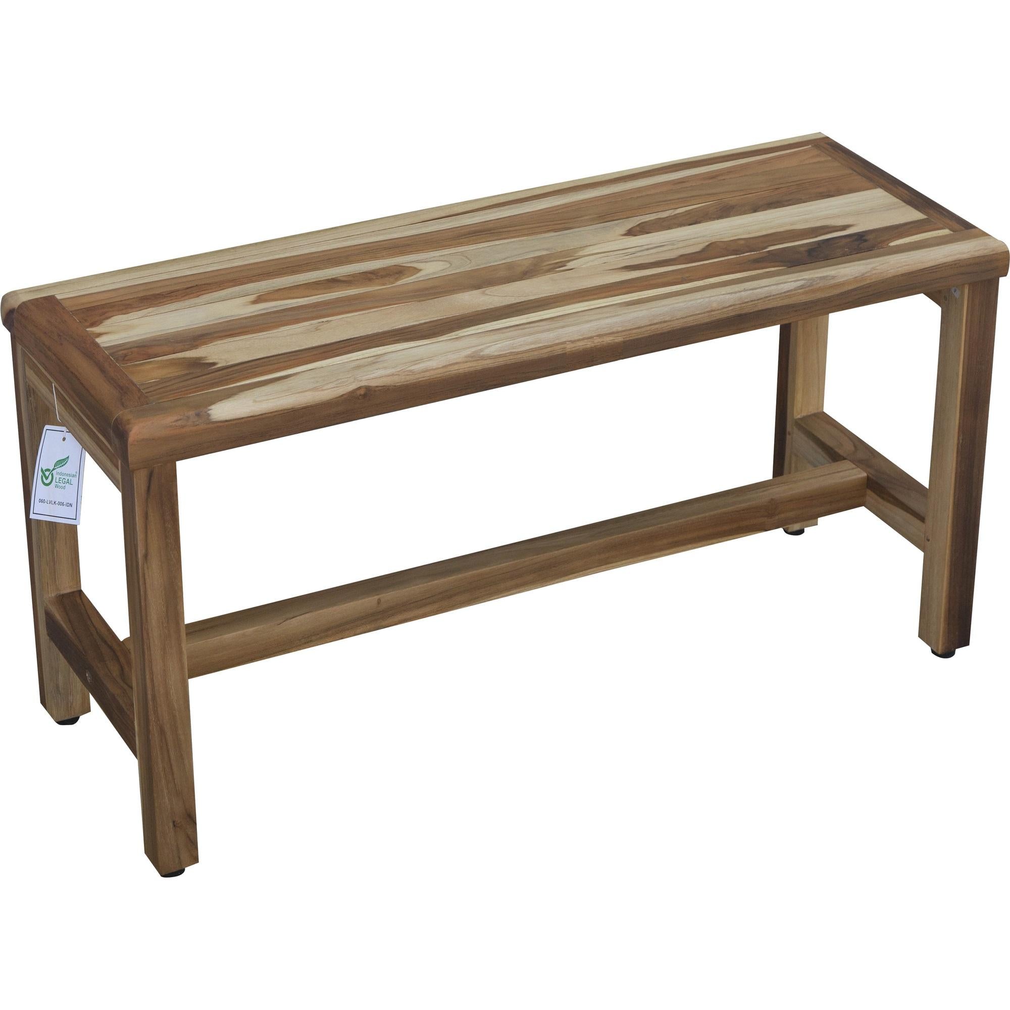 Rectangular Teak Shower Bench in Natural Finish