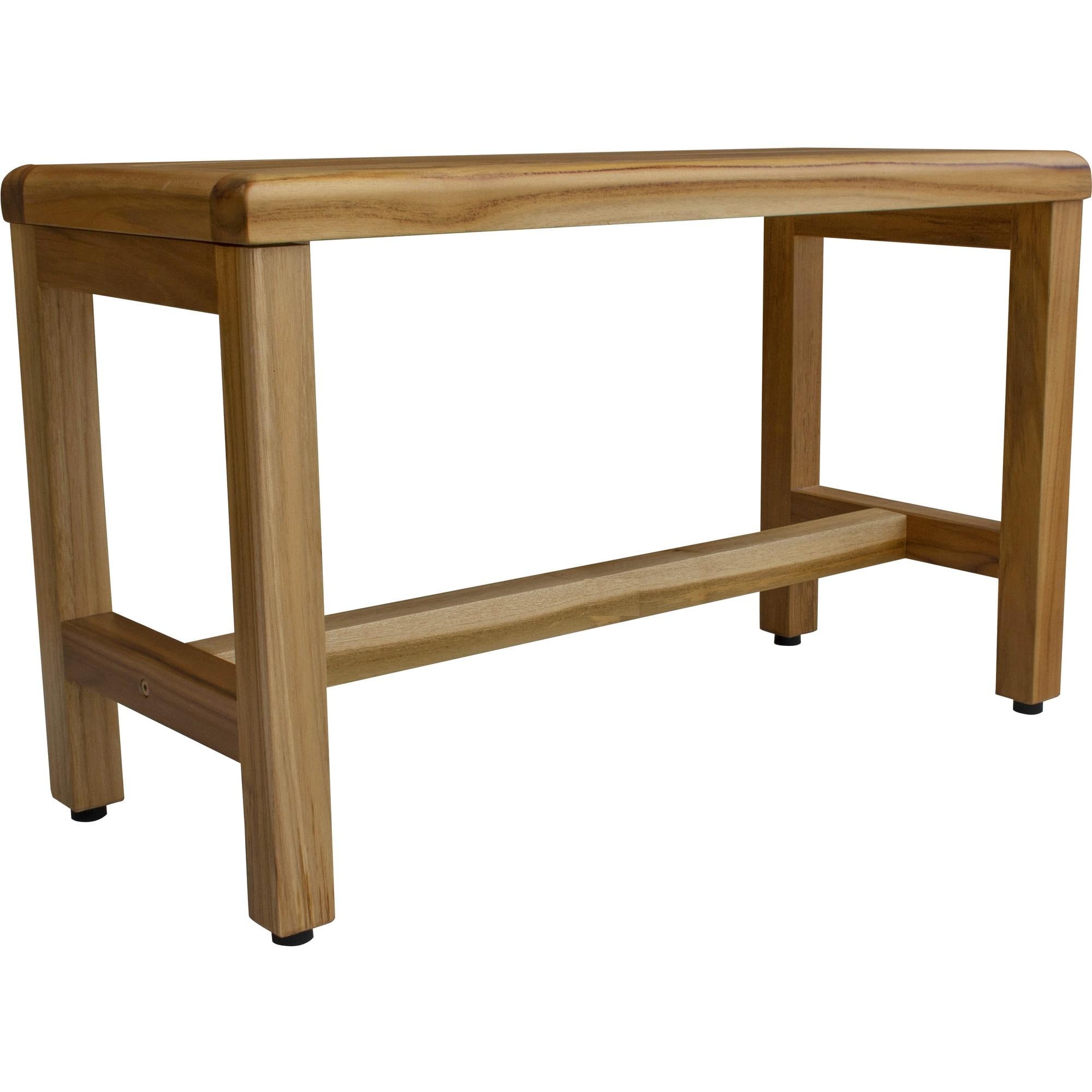 Compact Rectangular Teak Shower Outdoor Bench in Natural Finish