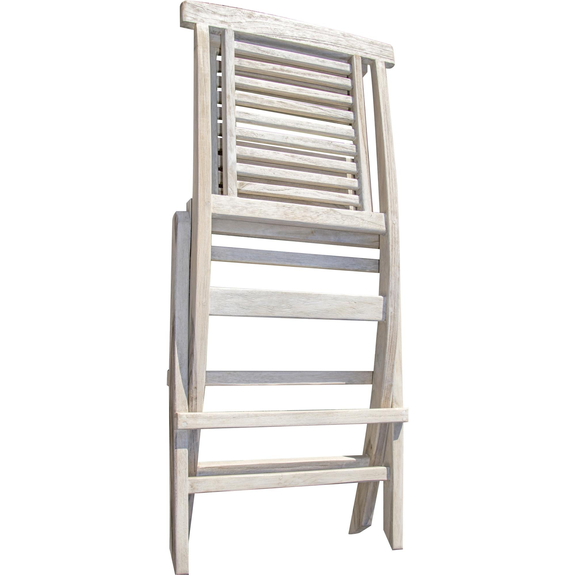 Compact Teak Folding Chair in Driftwood Finish