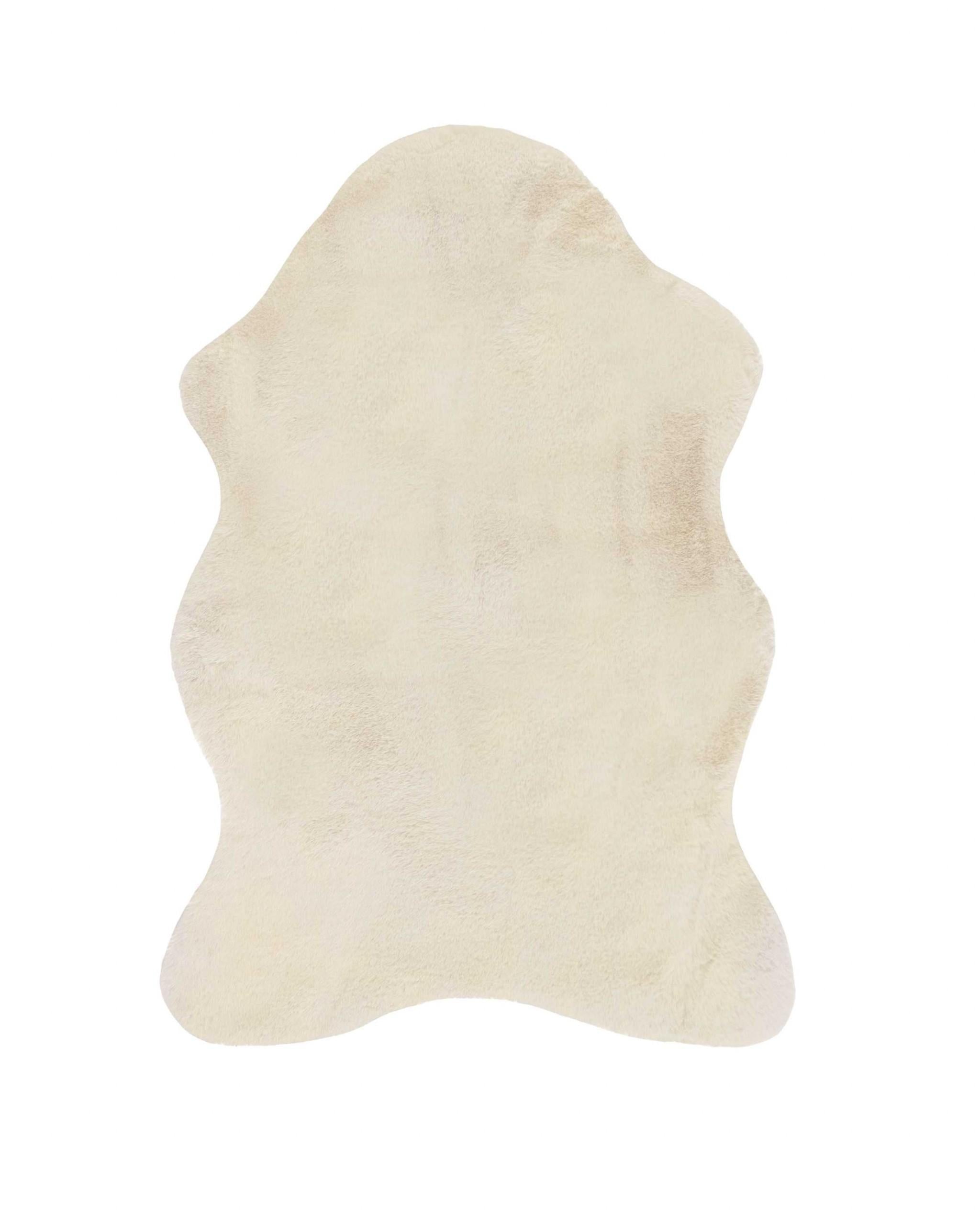 2' x 3' Ivory Faux Rabbit Fur Area Rug