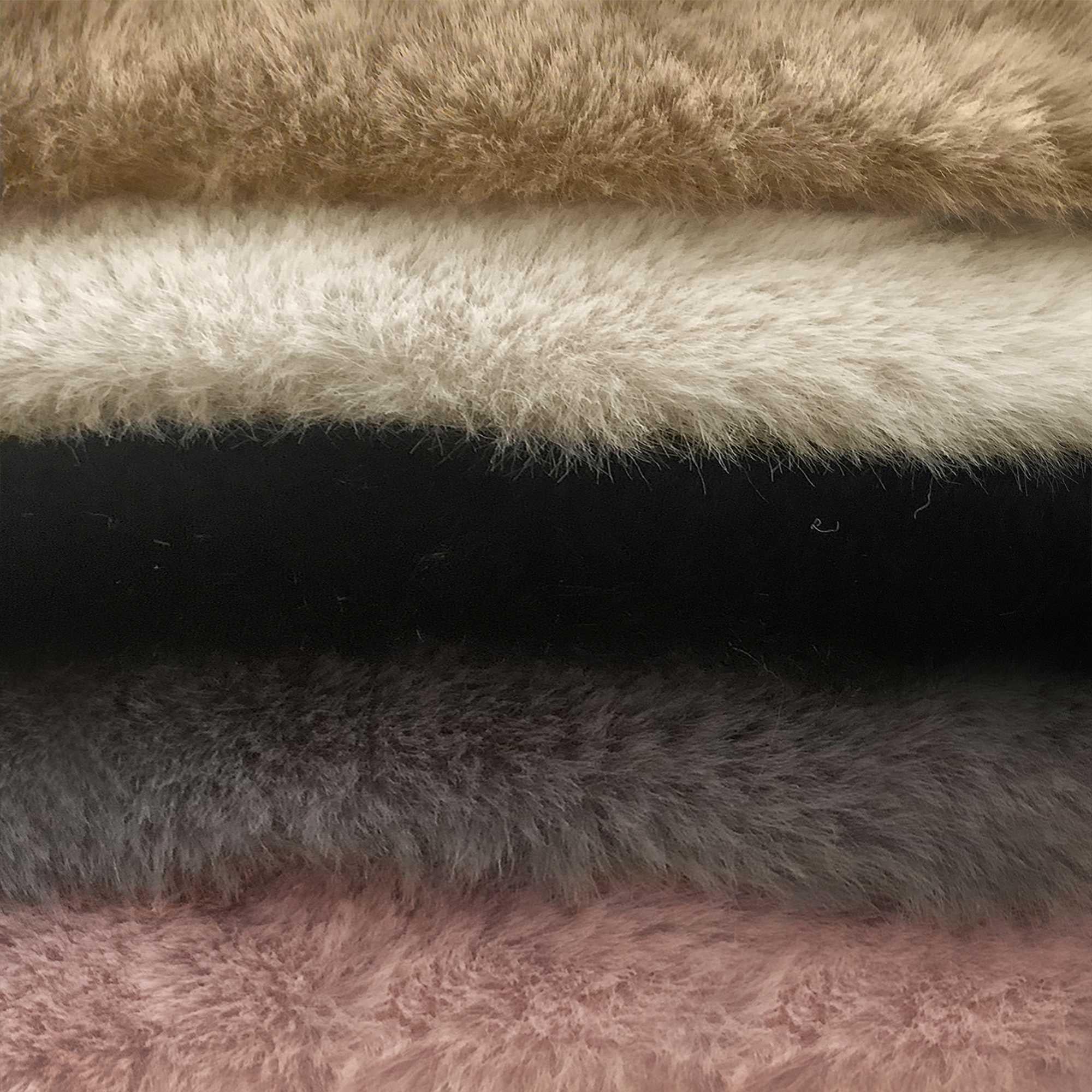 Luxe Faux Rabbit Fur Rectangular Rug 3' x 5'   - Black