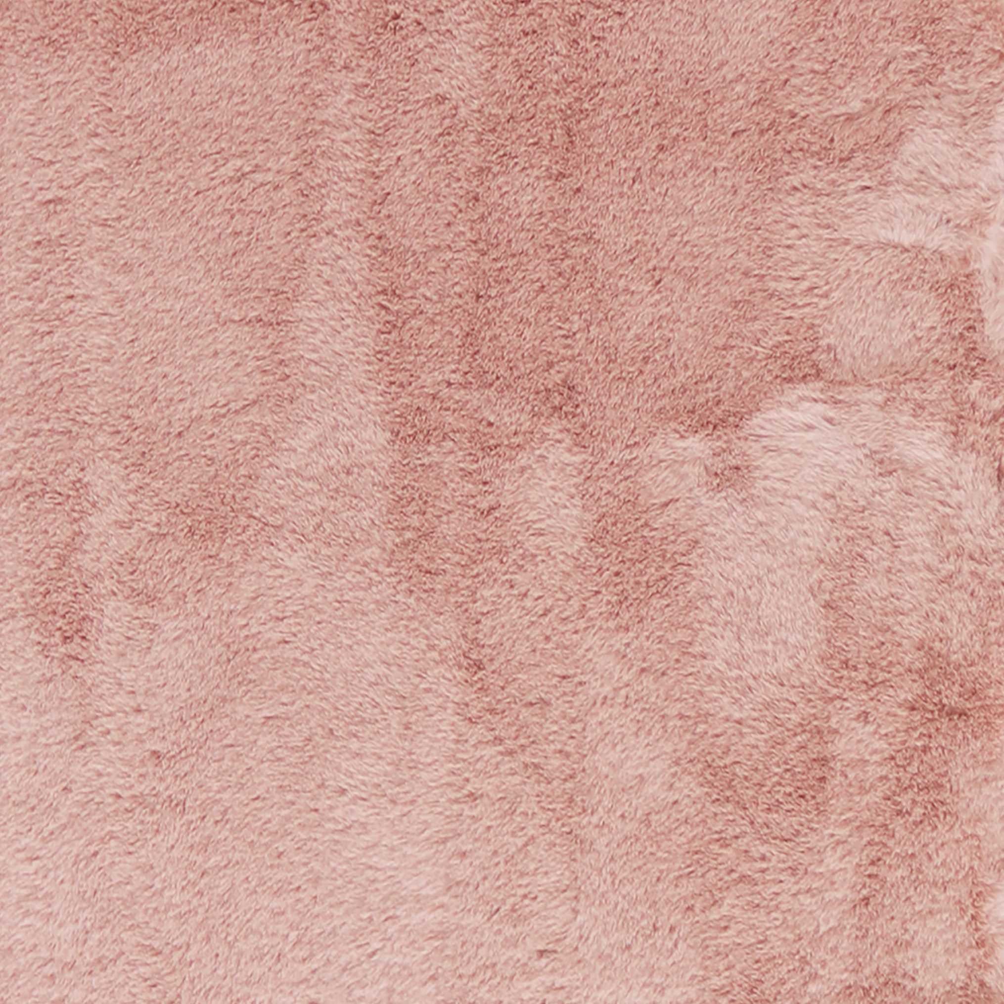 Luxe Faux Rabbit Fur Rectangular Rug 5' x 8'   - Blush Pink