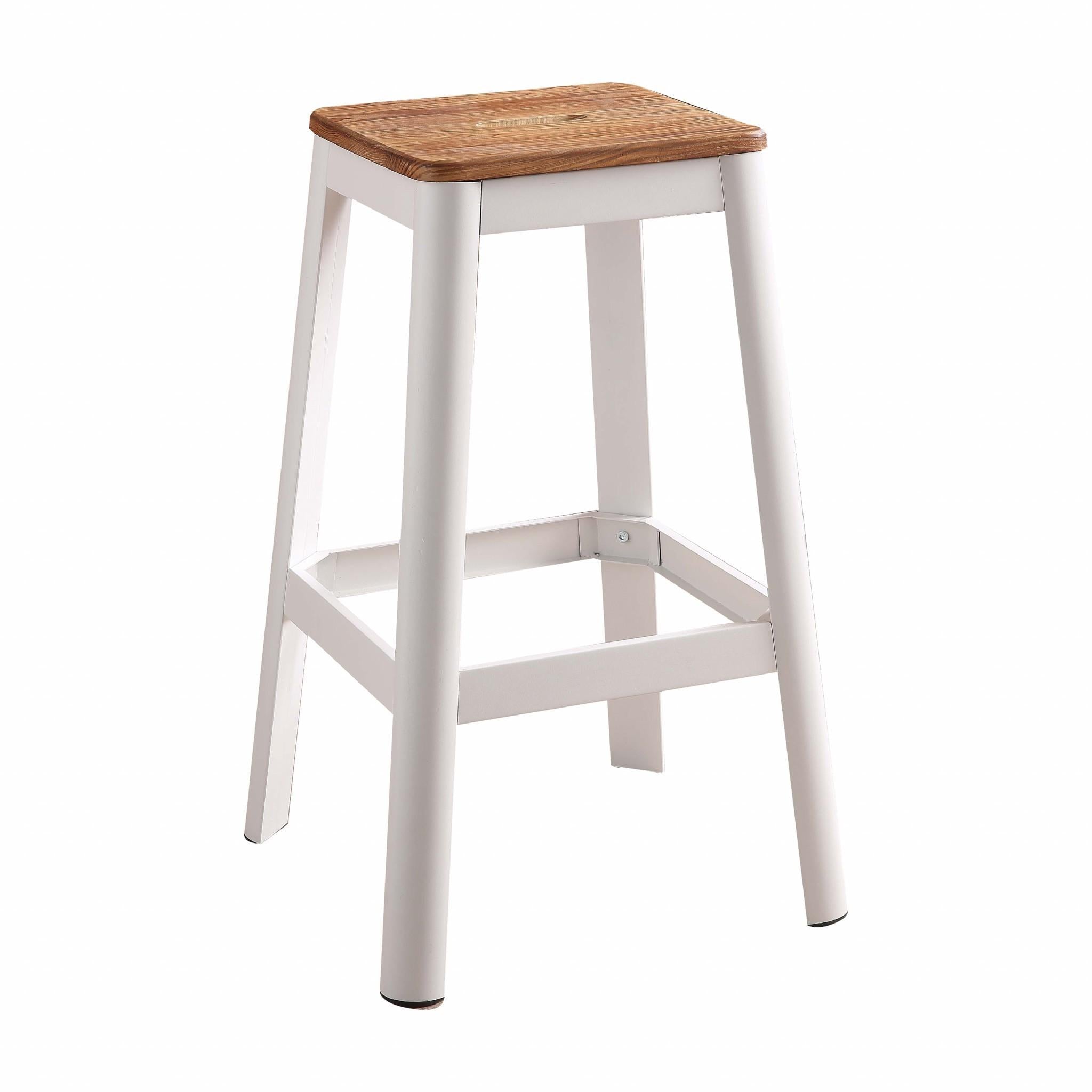 Contrast White and Natural Wood Bar Stool