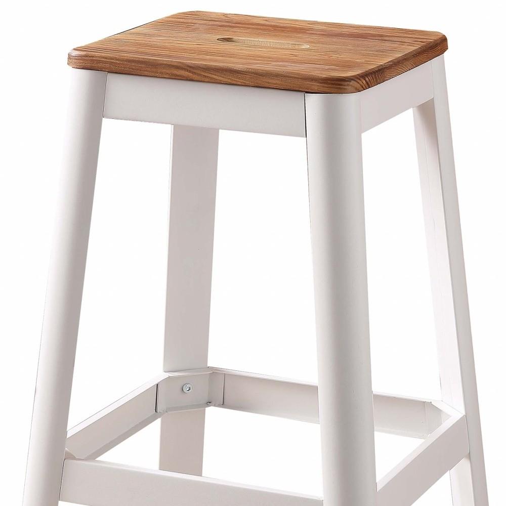 Contrast White and Natural Wood Bar Stool