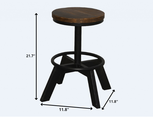 Old School Industrial Dark Wood Stool