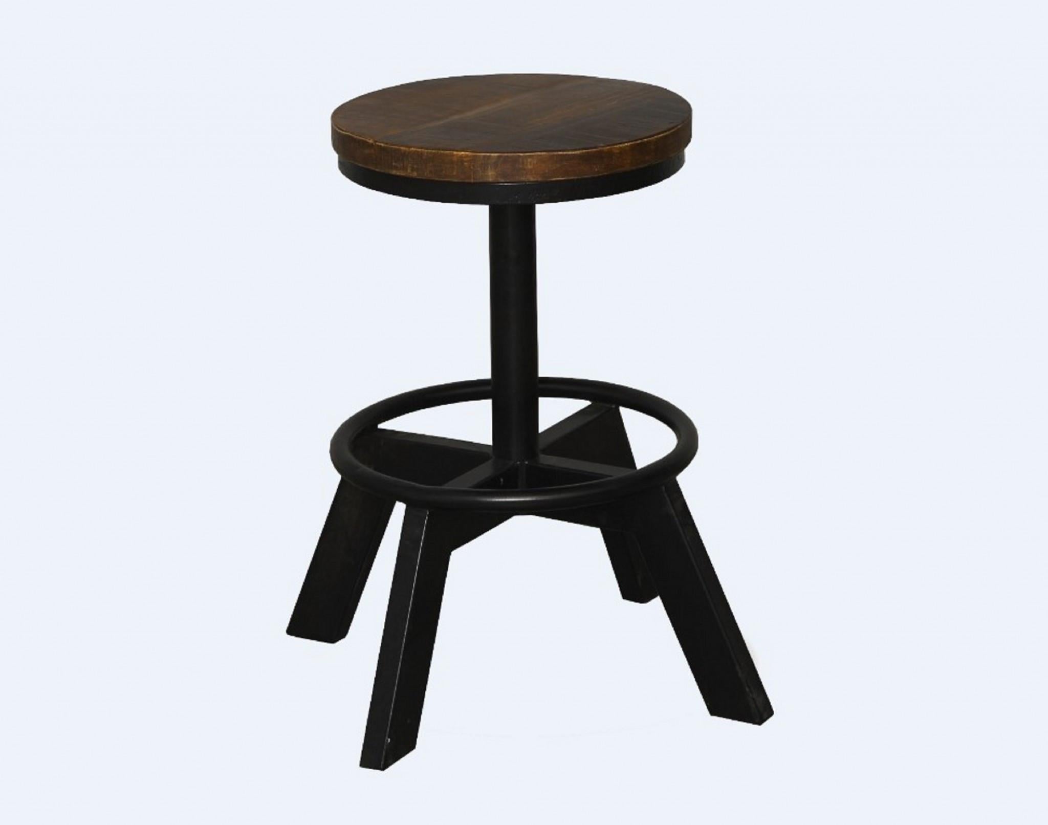 Old School Industrial Dark Wood Stool