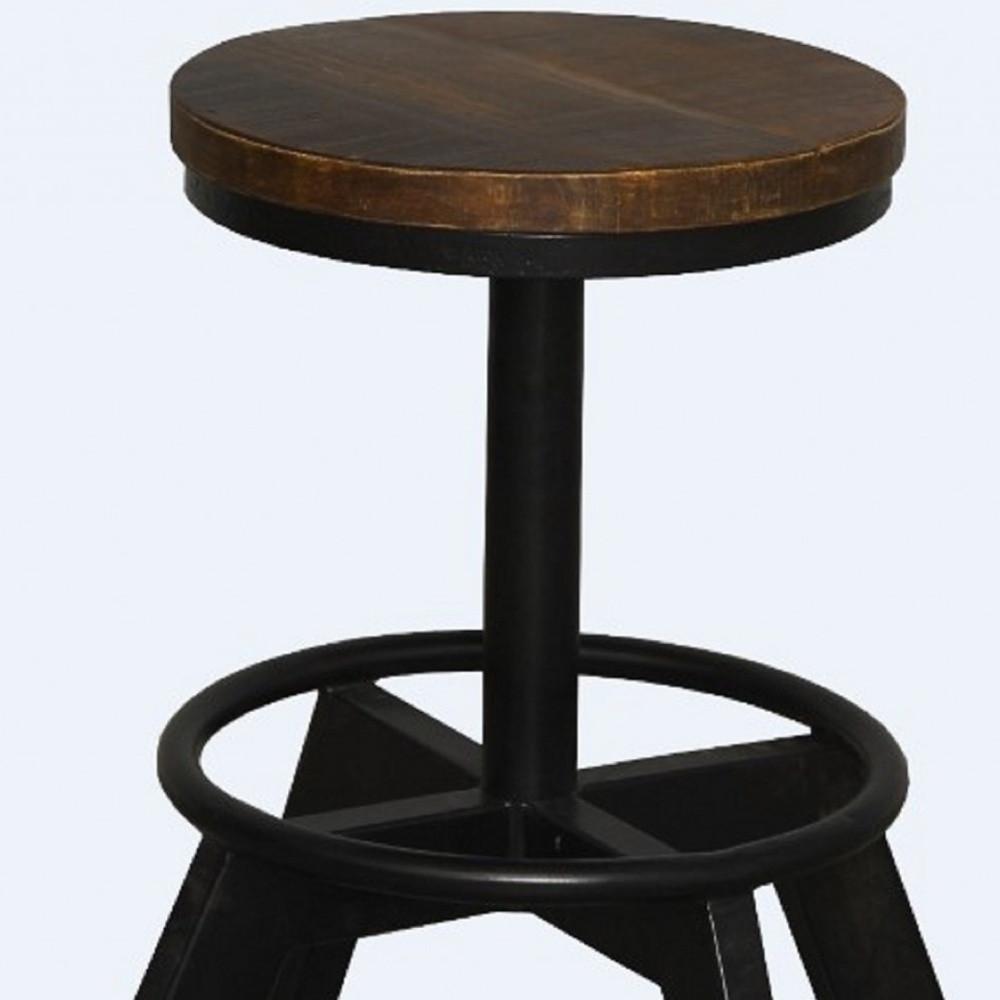 Old School Industrial Dark Wood Stool