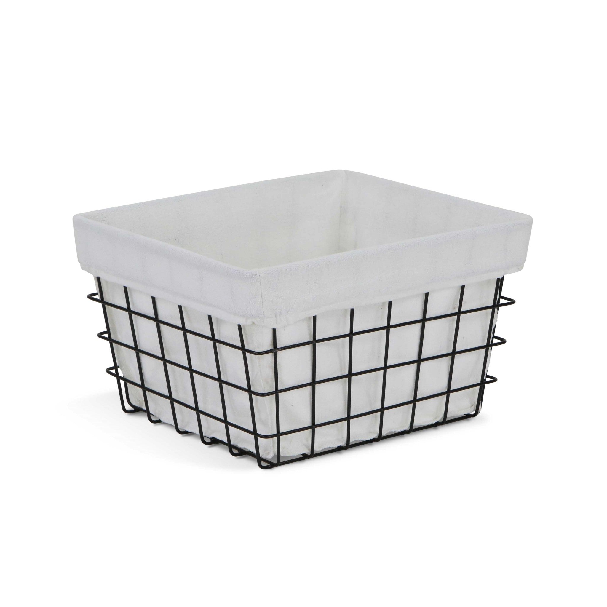 Rectangular White Lined and Metal Wire Storage