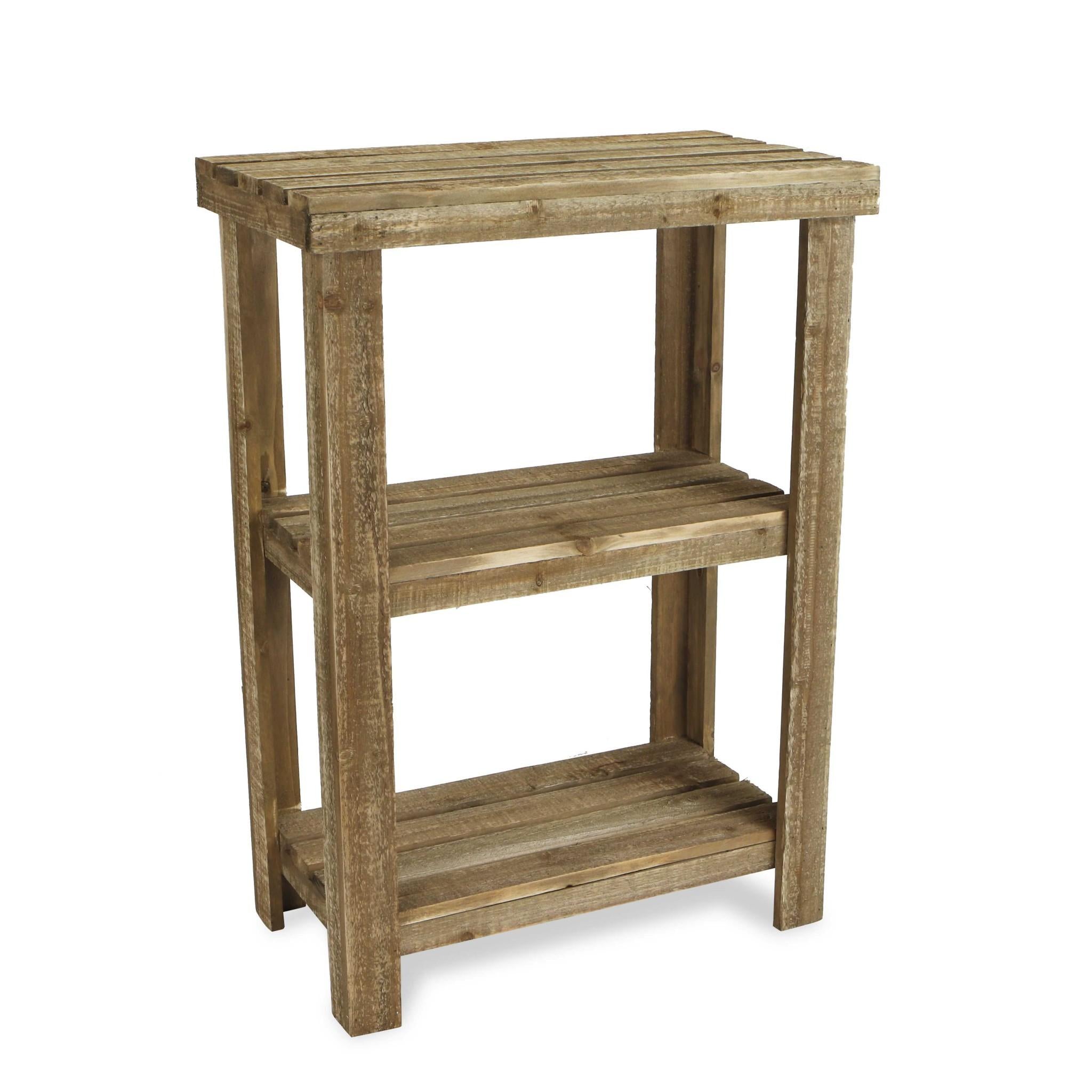 Rustic Natural Wood Finish 2 Shelf  Side Table