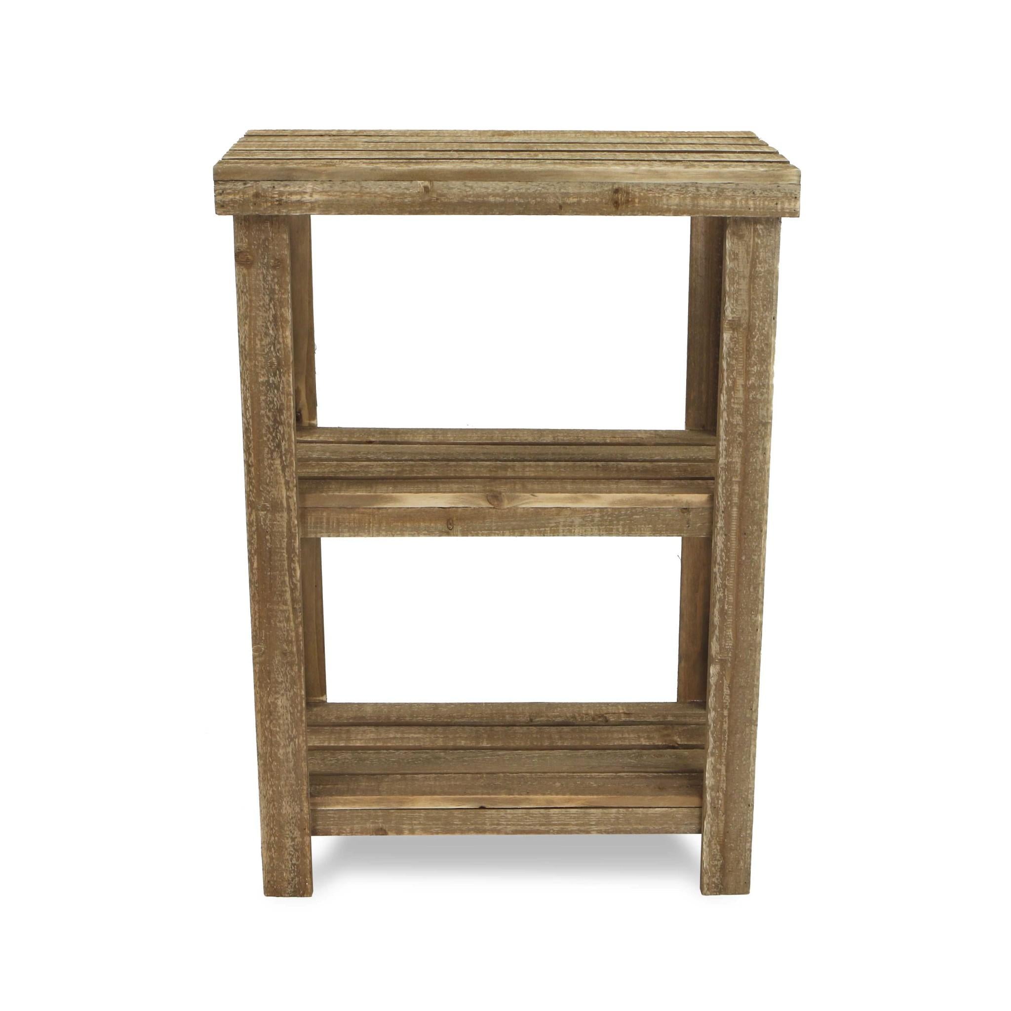 Rustic Natural Wood Finish 2 Shelf  Side Table