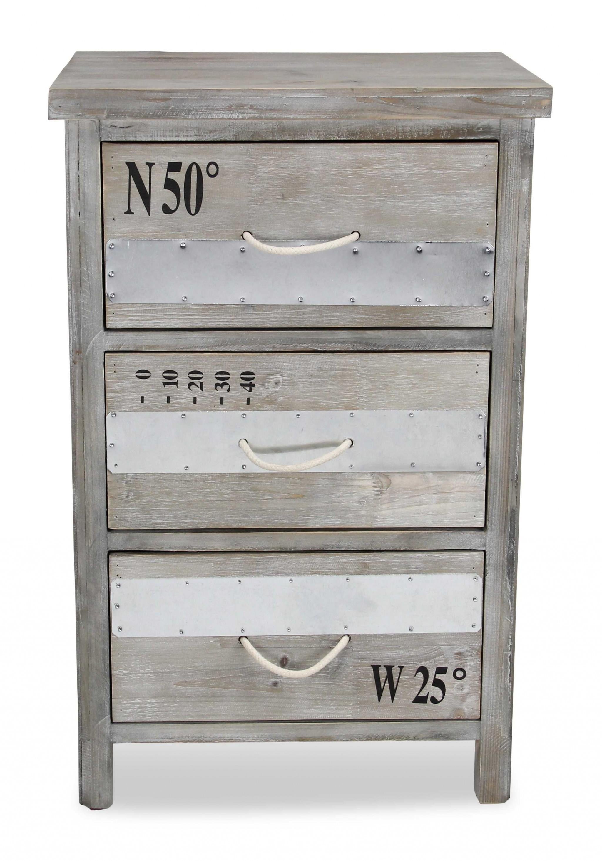 Nautical Gray Wash Wood Accent Cabinet