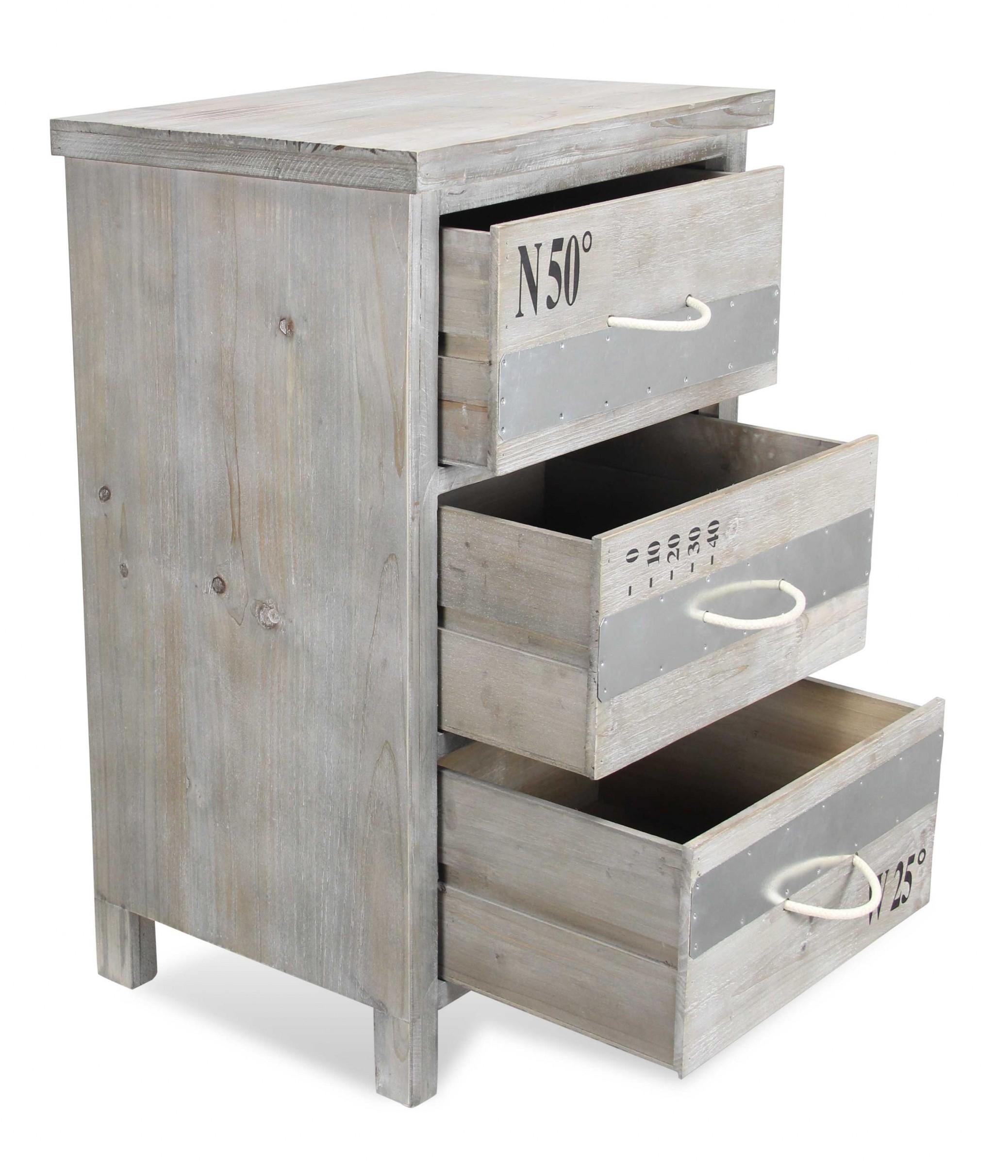 Nautical Gray Wash Wood Accent Cabinet