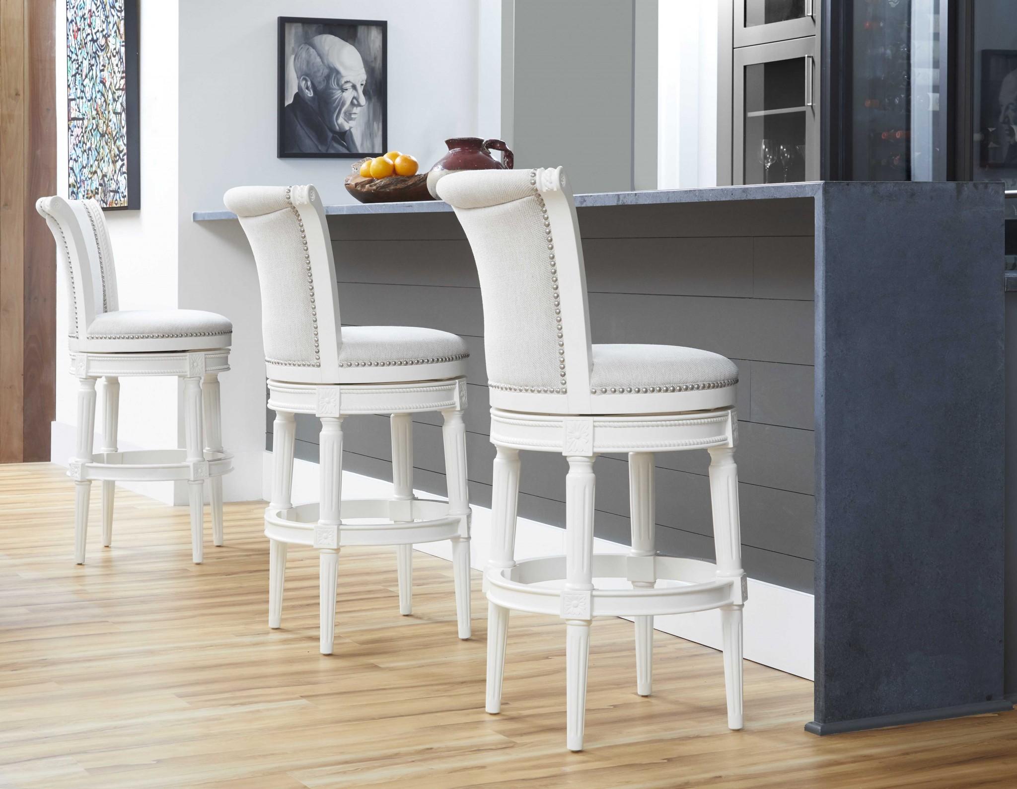 Modern Farmhouse White Swivel Bar Stool