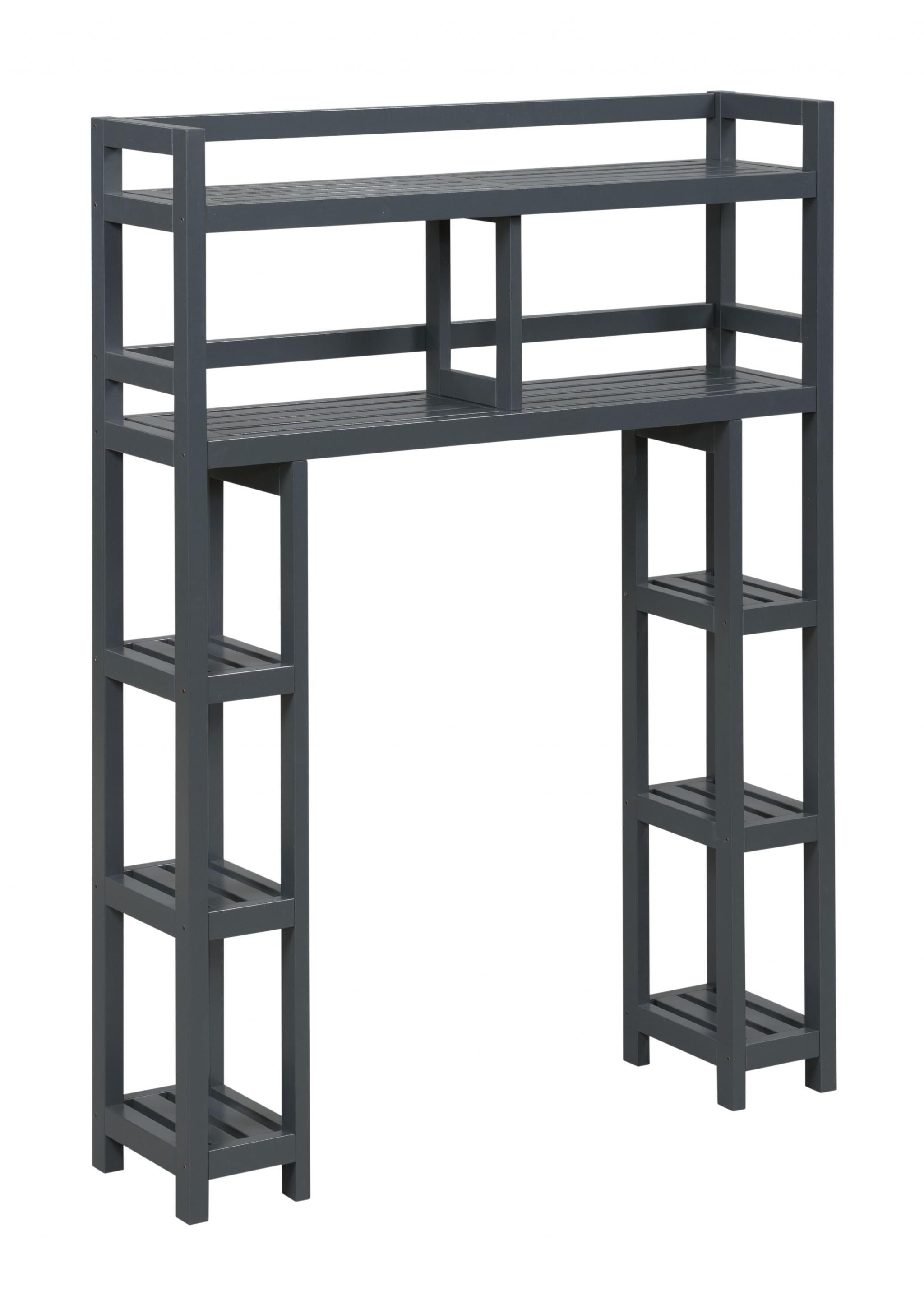 Graphite Finish 2 Tier Solid Wood Over Toilet Organizer