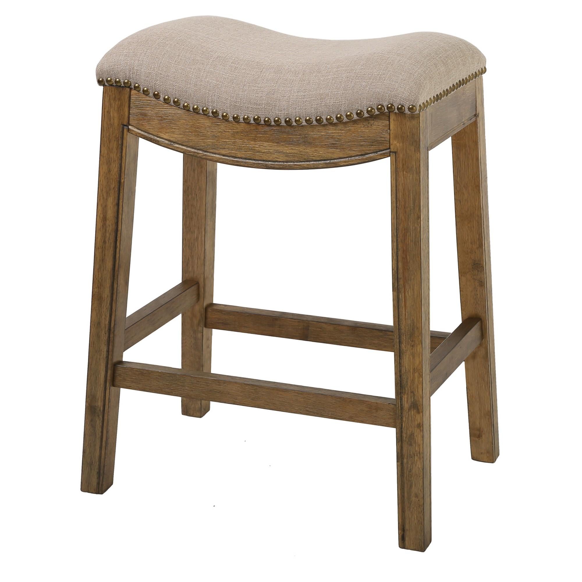 Counter Height Saddle Style Cream Stool