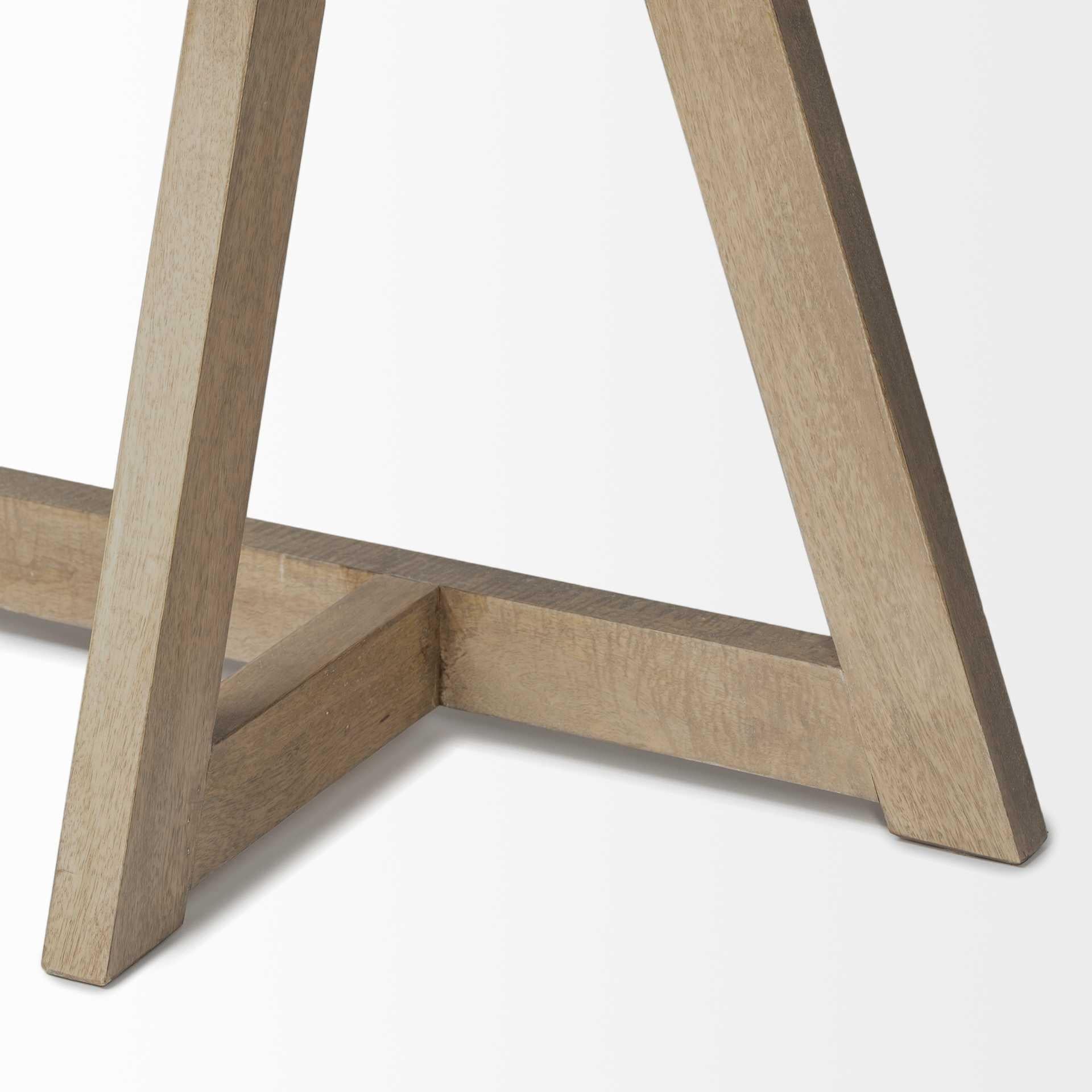 Rectangular Light Brown Mango Wood Finish Console Table With Geometrically Wooden Frame And Base