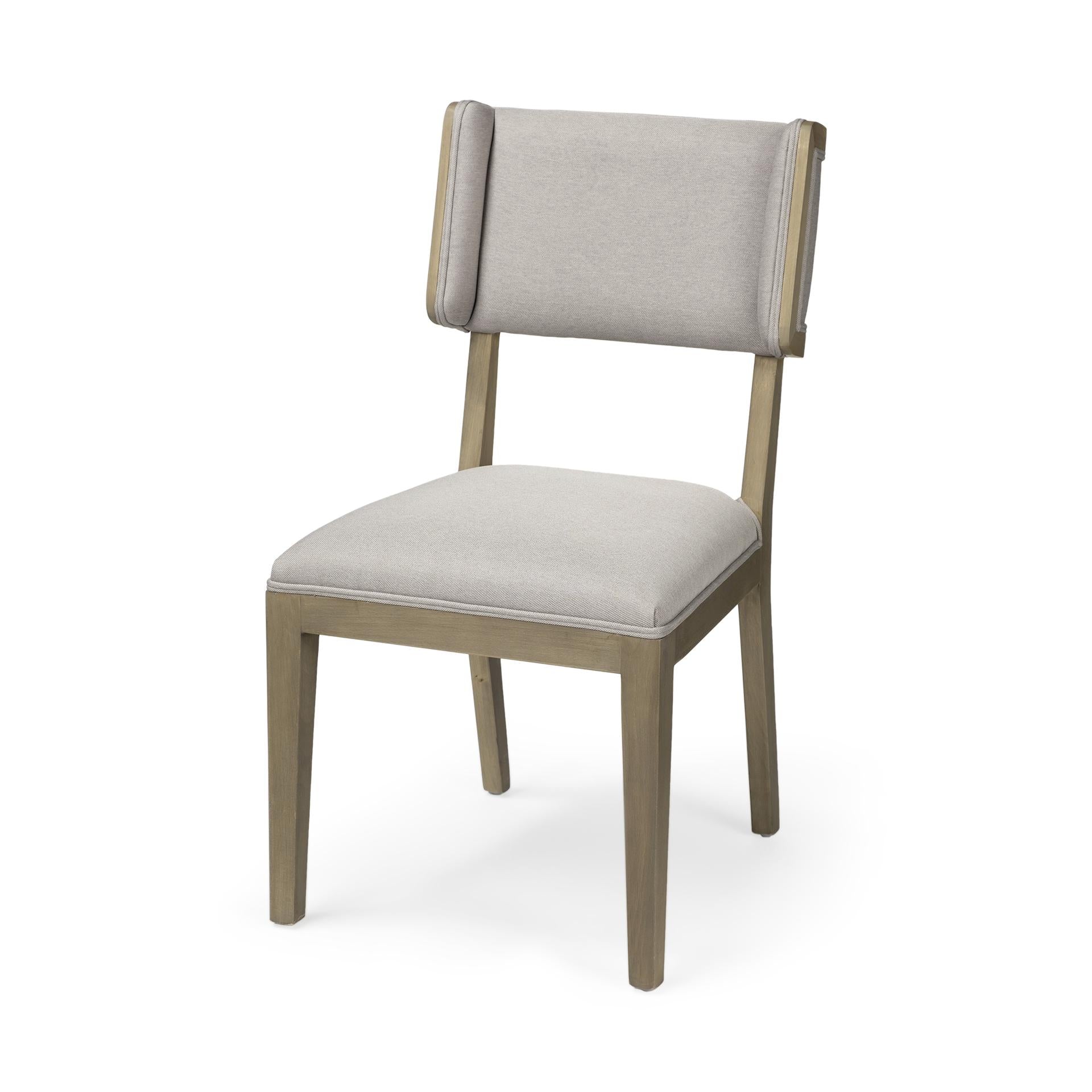 Grey Fabric Wrap with Brown Wooden Base Dining Chair