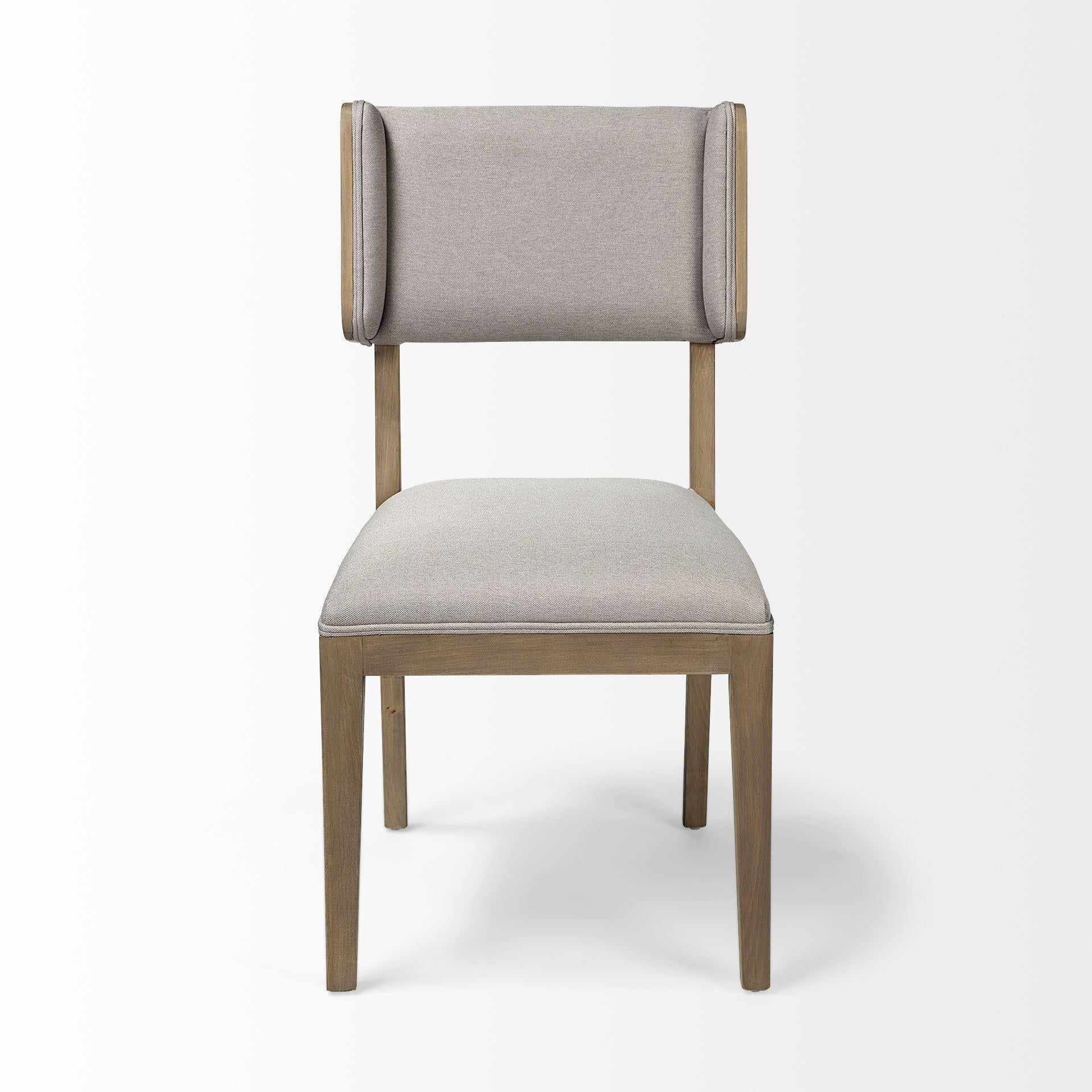 Grey Fabric Wrap with Brown Wooden Base Dining Chair