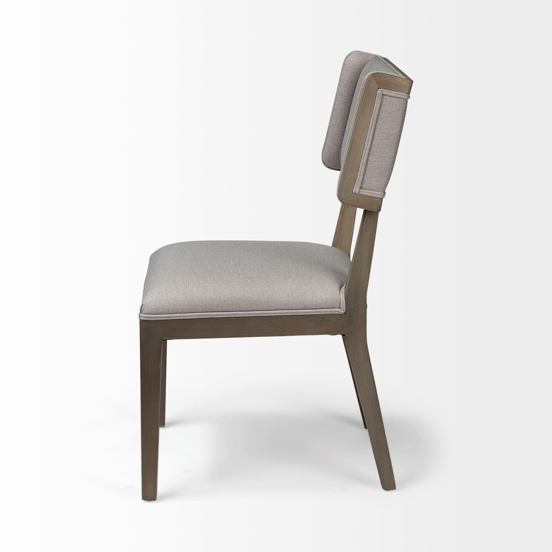 Grey Fabric Seat with Brown Wood Frame Dining Chair