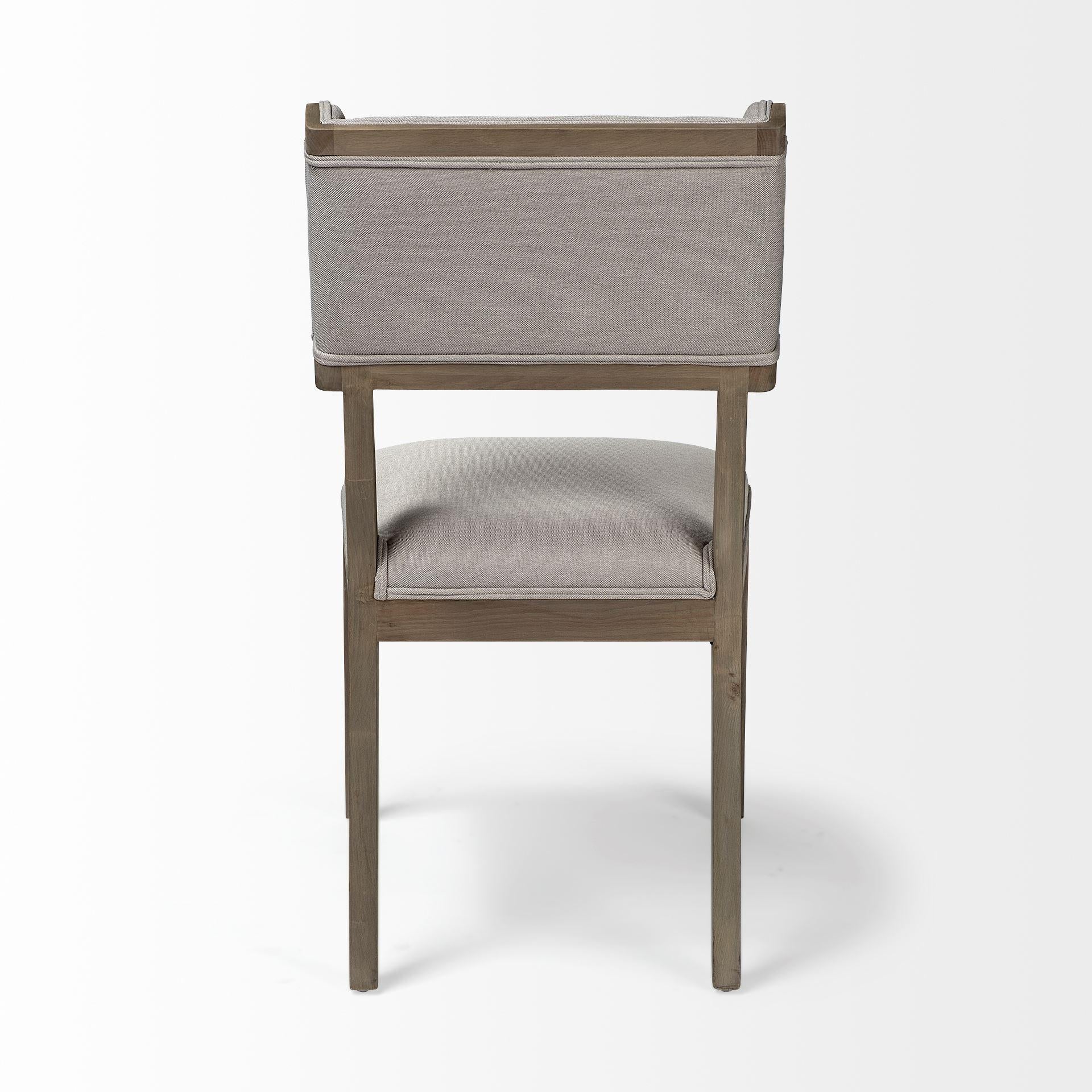 Grey Fabric Seat with Brown Wood Frame Dining Chair