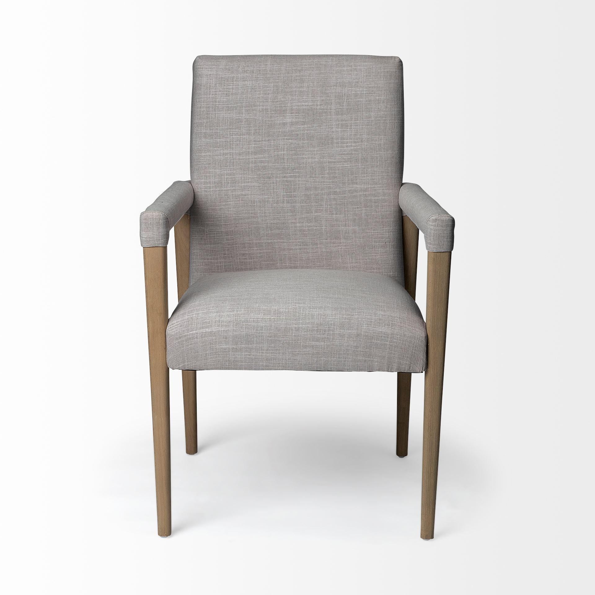 Grey Fabric Wrap with Brown Wooden Frame Dining Chair