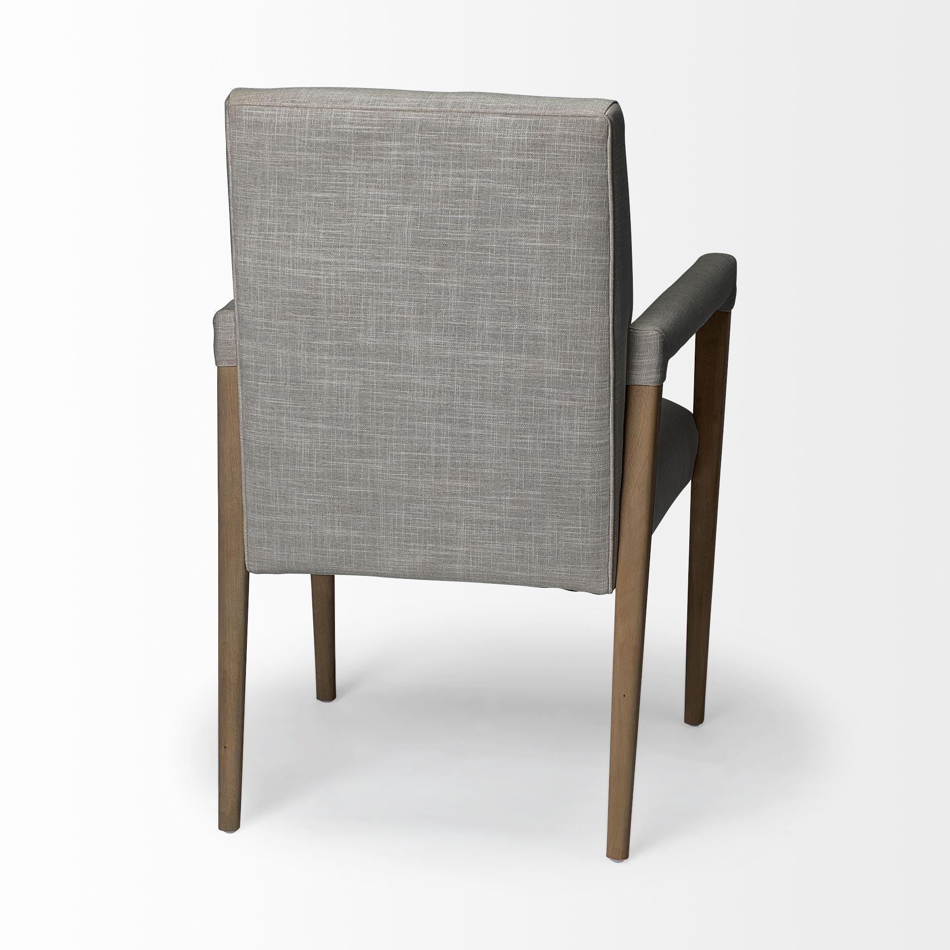 Grey Fabric Wrap with Brown Wooden Frame Dining Chair