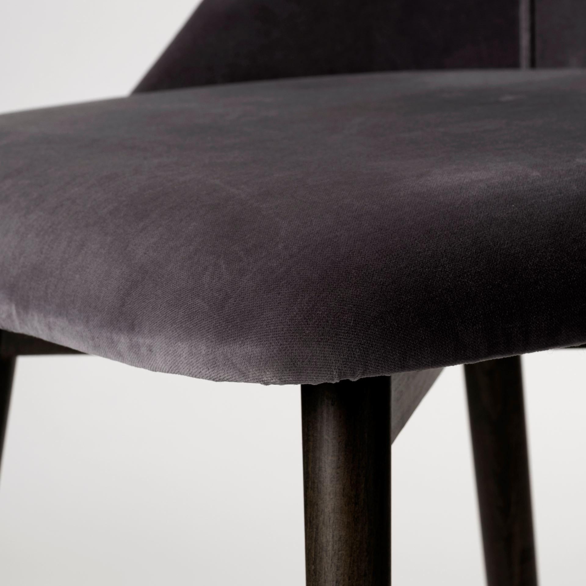 Grey Velvet Wrap with Black Wood Base Dining Chair