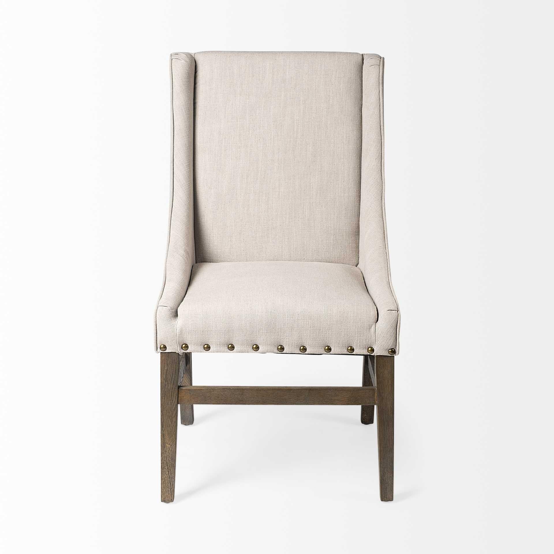 Beige Fabric Wrap with Solid Wood Frame Dining Chair