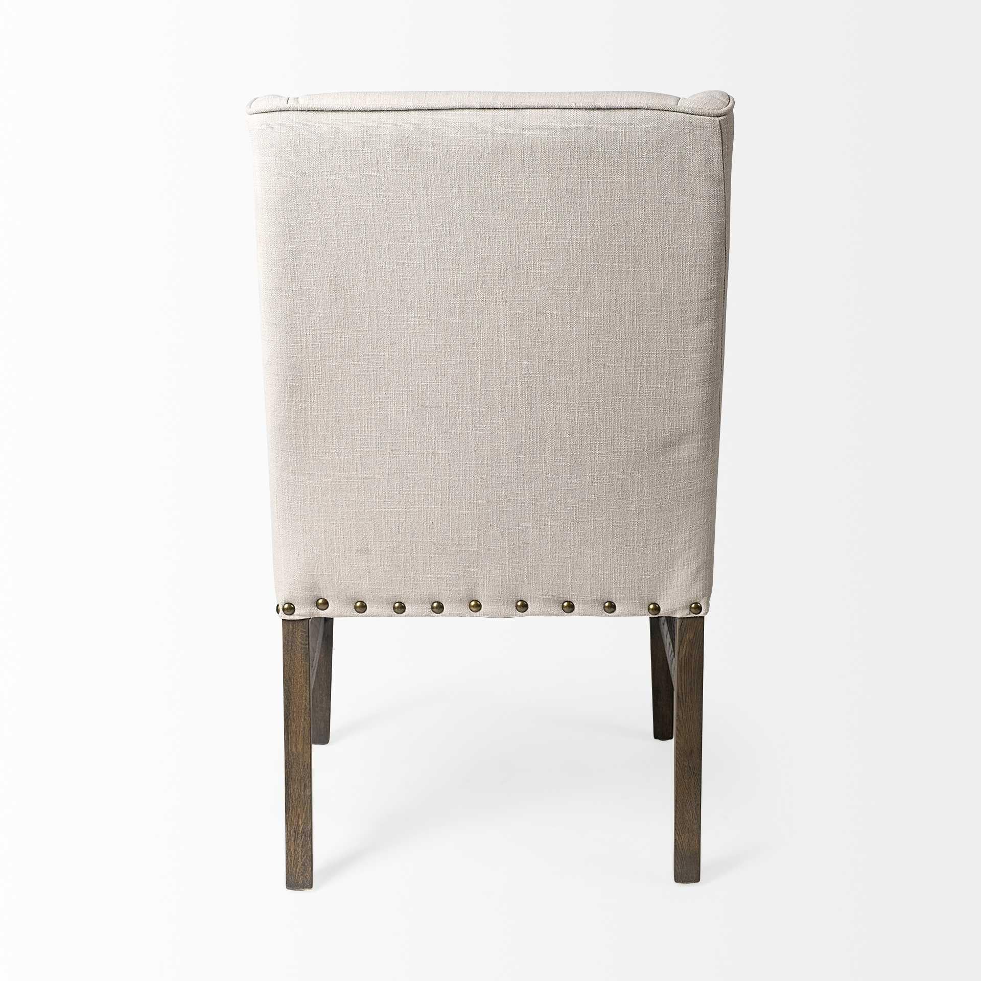 Beige Fabric Wrap with Solid Wood Frame Dining Chair