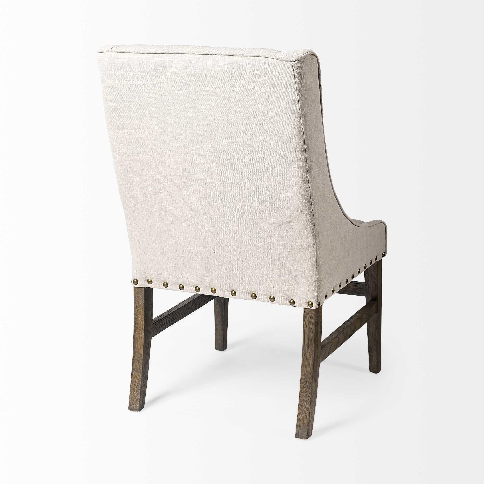 Beige Fabric Wrap with Solid Wood Frame Dining Chair