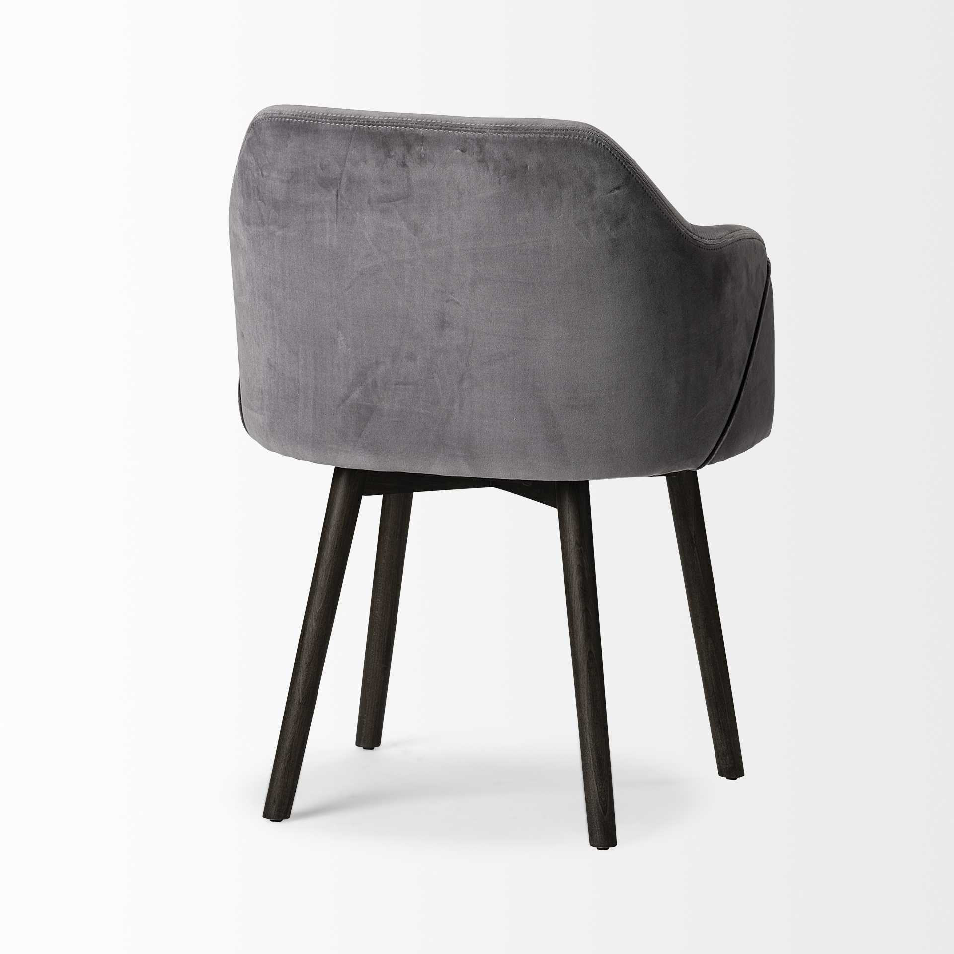 Grey Velvet Wrap with Black Wooden Base Dining Chair