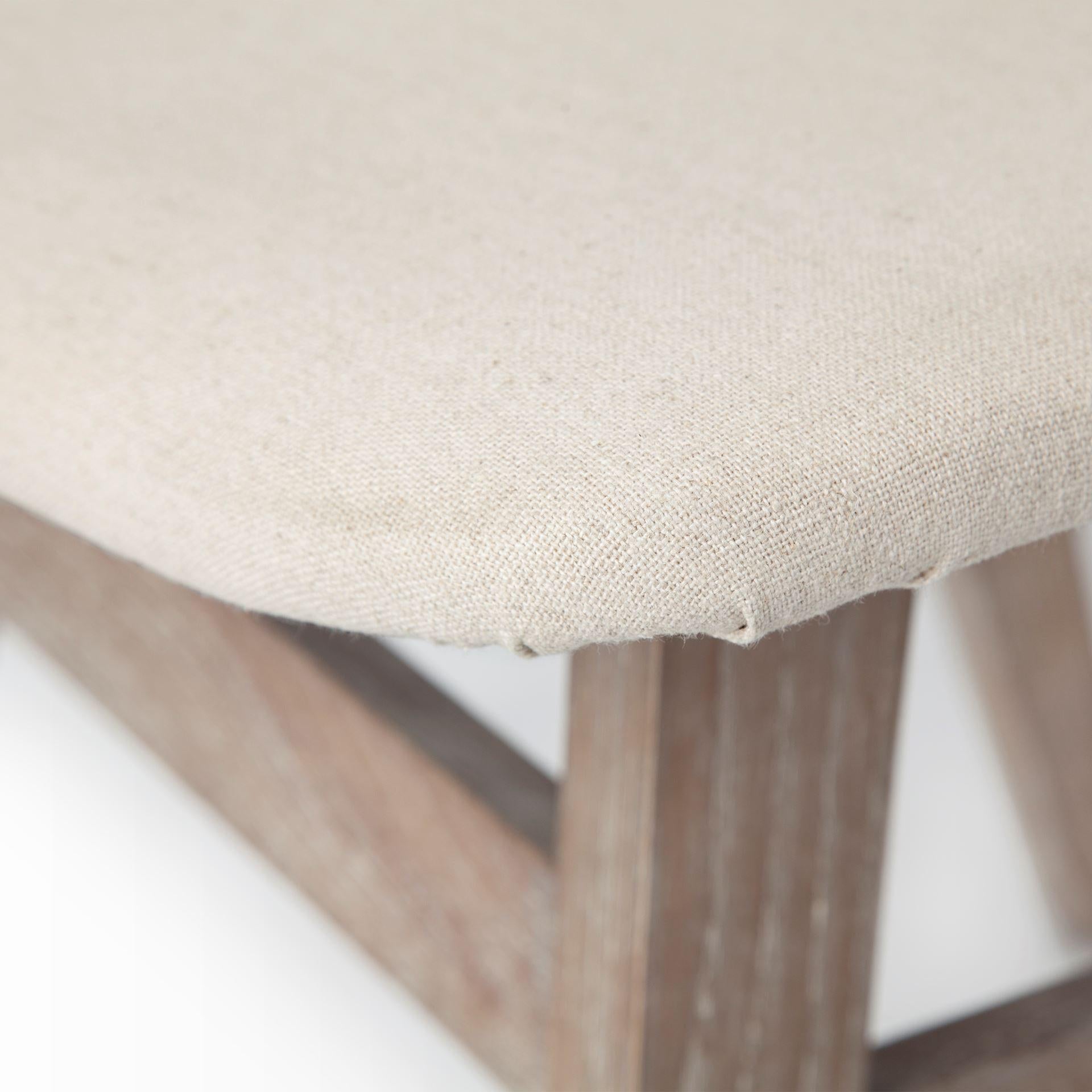 Cream Fabric Wrap with Brown Solid Wood Base Dining Chair