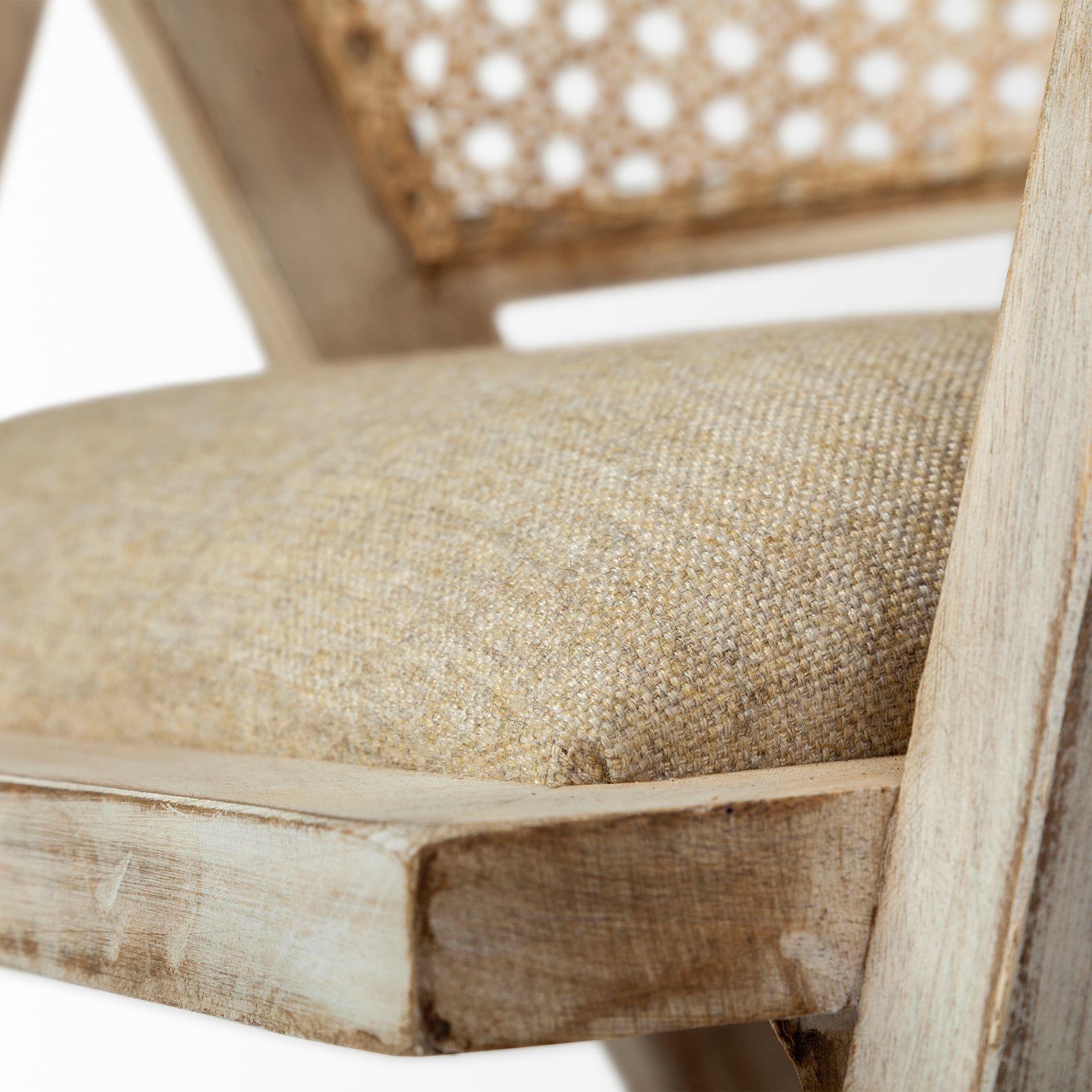 Natural Linen Seat with Blonde Wooden Frame Dining Chair