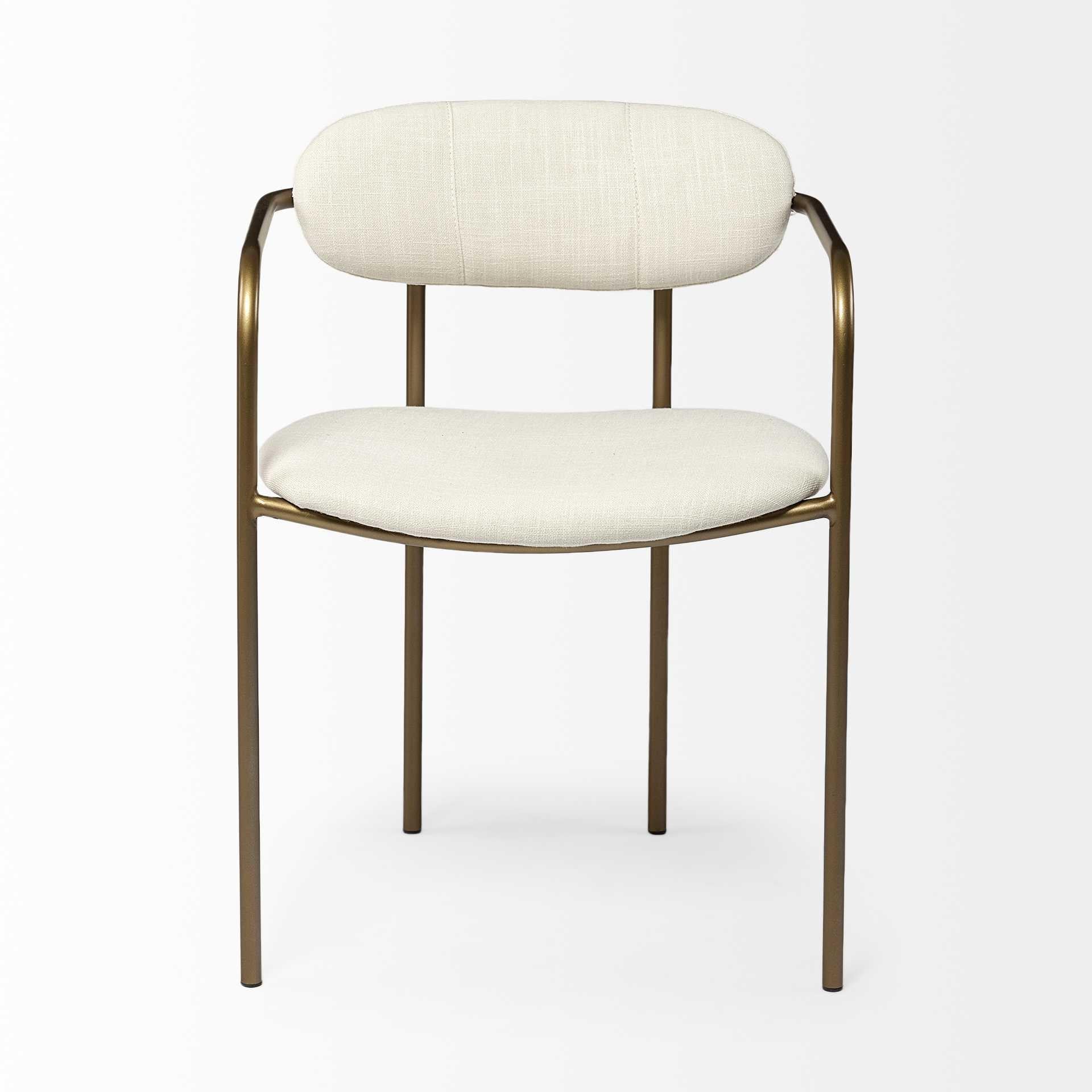 Cream Fabric Seat with Gold Iron Frame Dining Chair