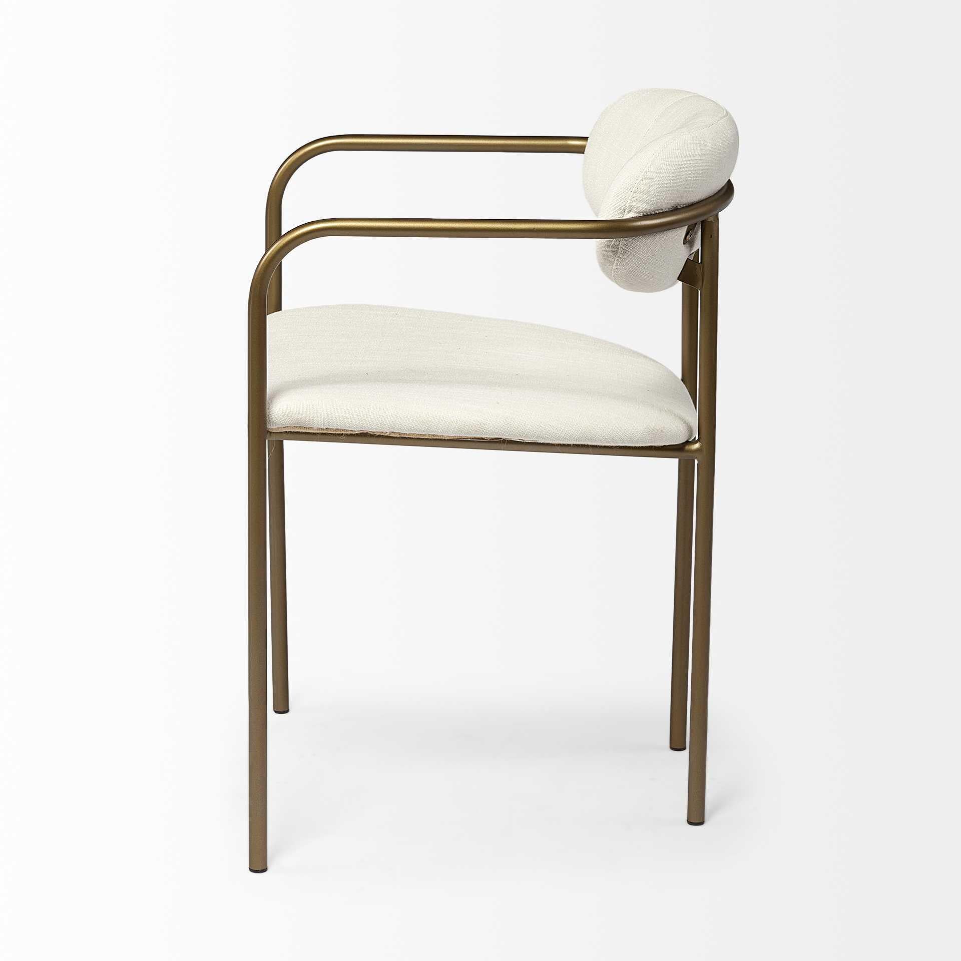 Cream Fabric Seat with Gold Iron Frame Dining Chair