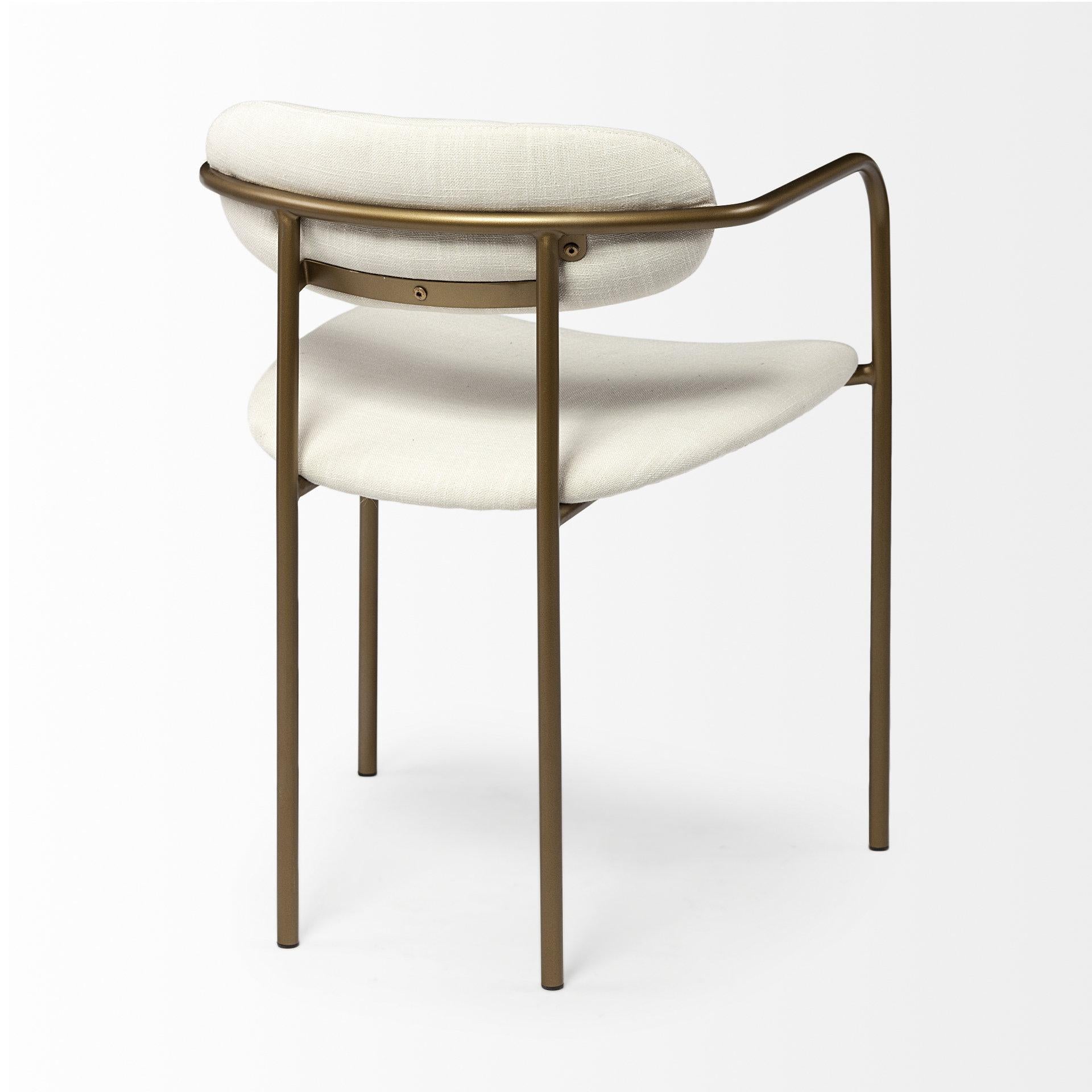 Cream Fabric Seat with Gold Iron Frame Dining Chair