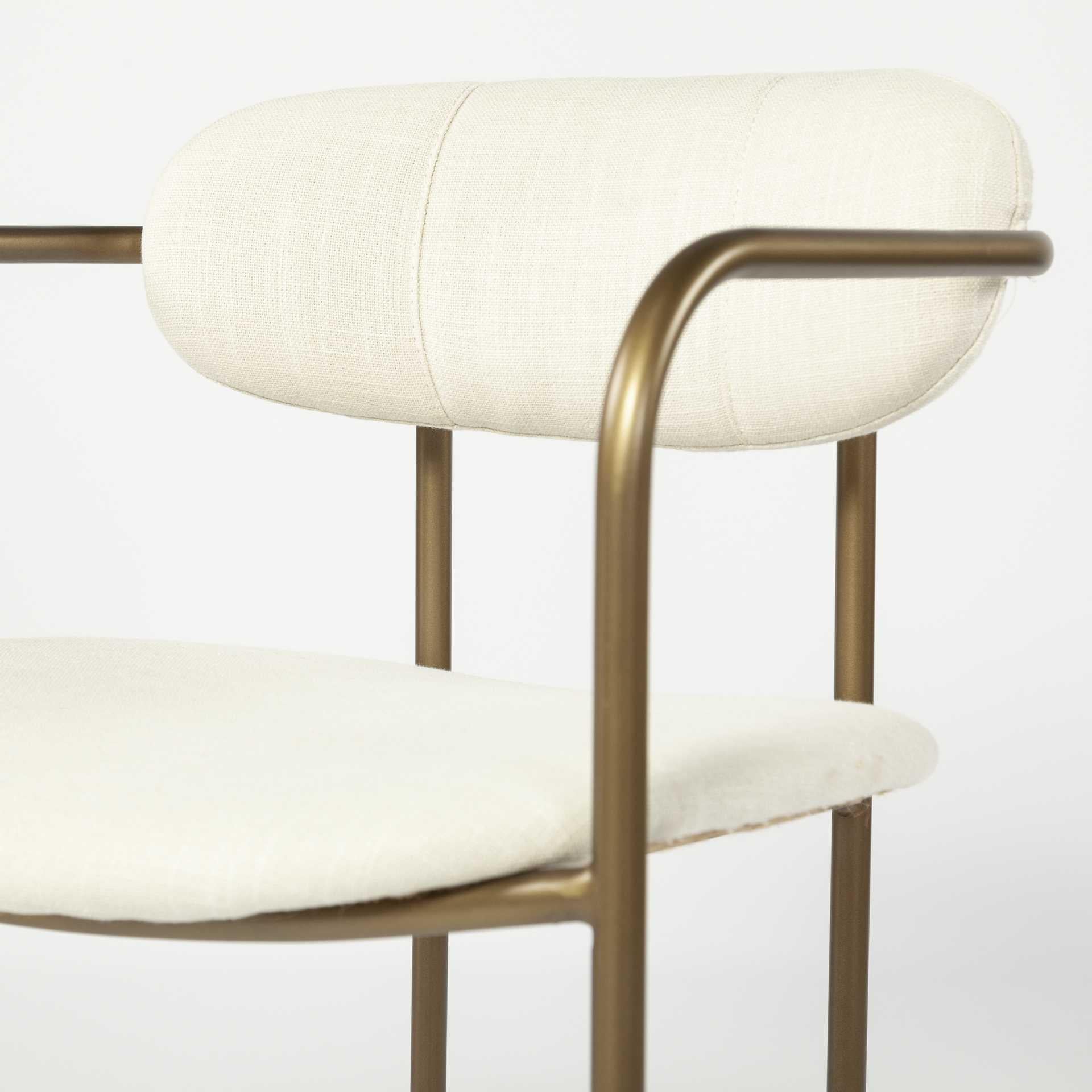 Cream Fabric Seat with Gold Iron Frame Dining Chair