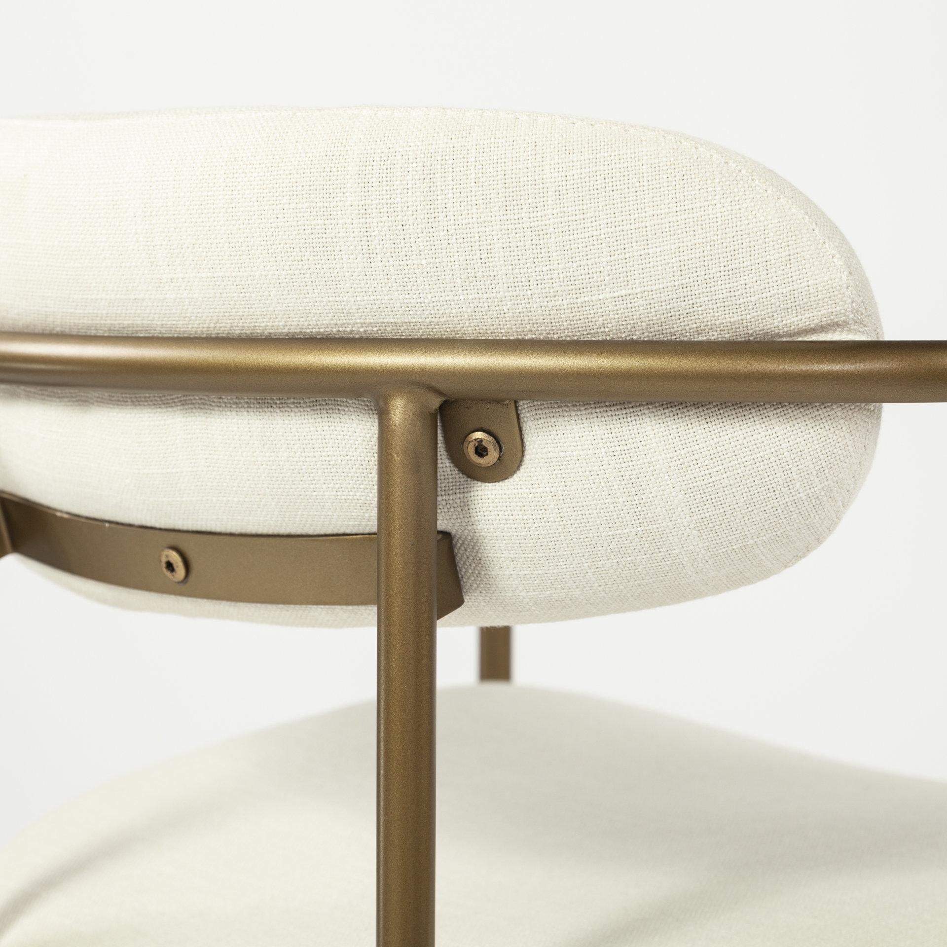 Cream Fabric Seat with Gold Iron Frame Dining Chair