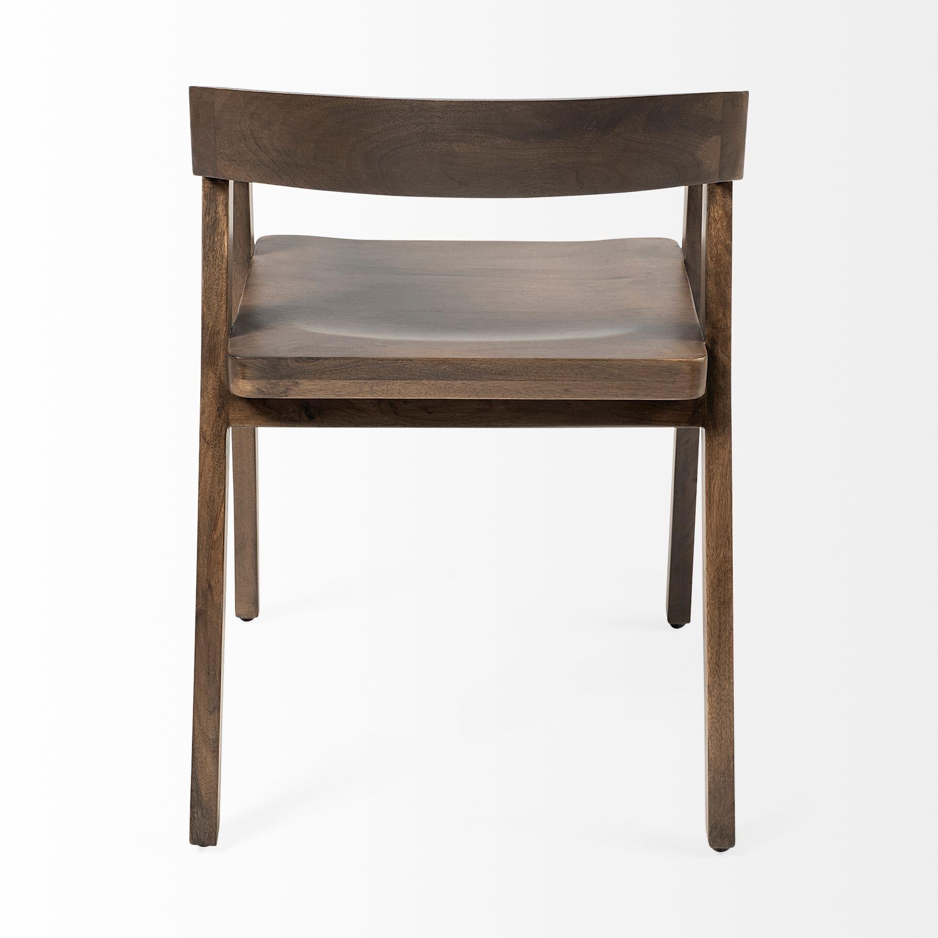 Brown Solid Wood Dining Chair