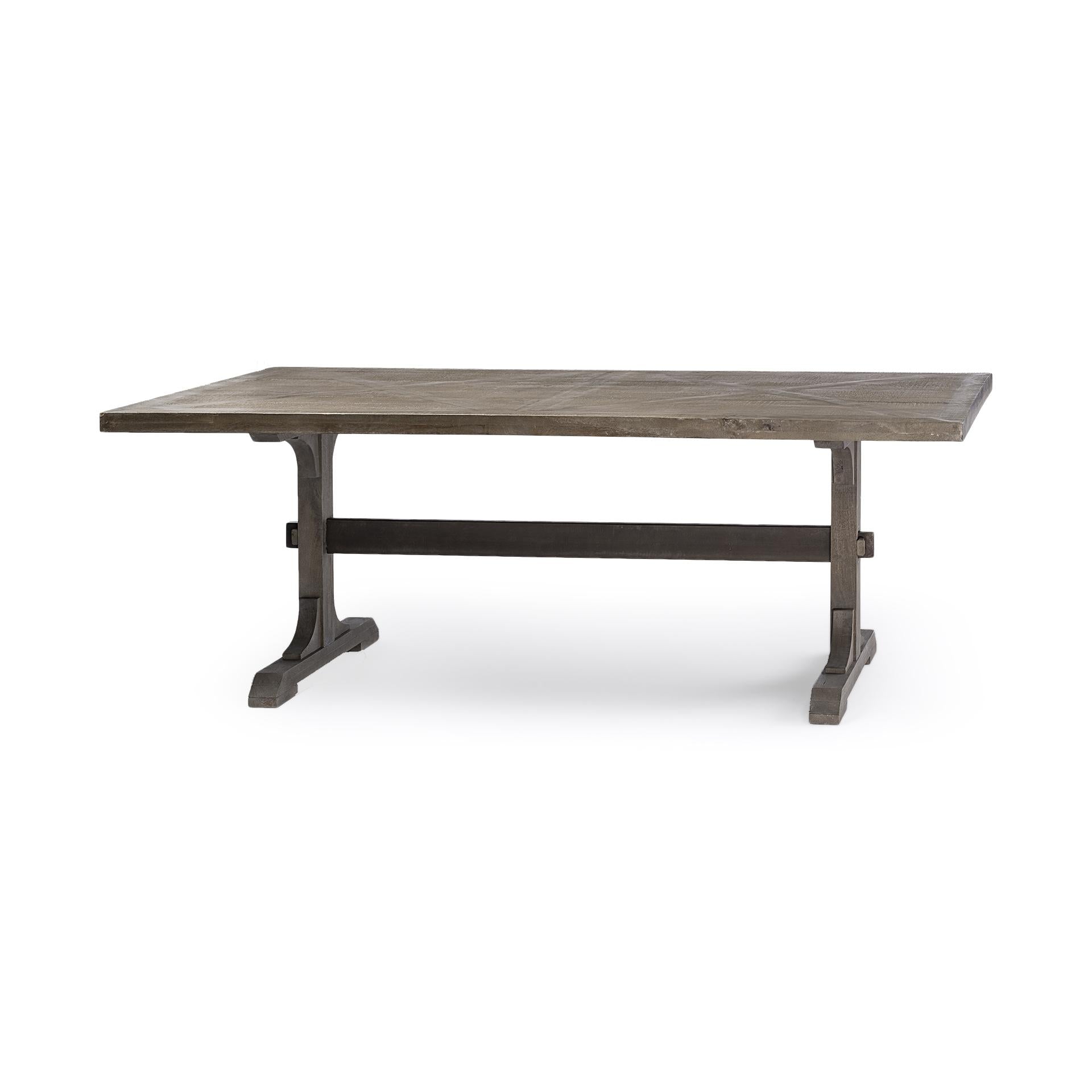 84x40 Grey Solid Wood Top and Base Dining Table