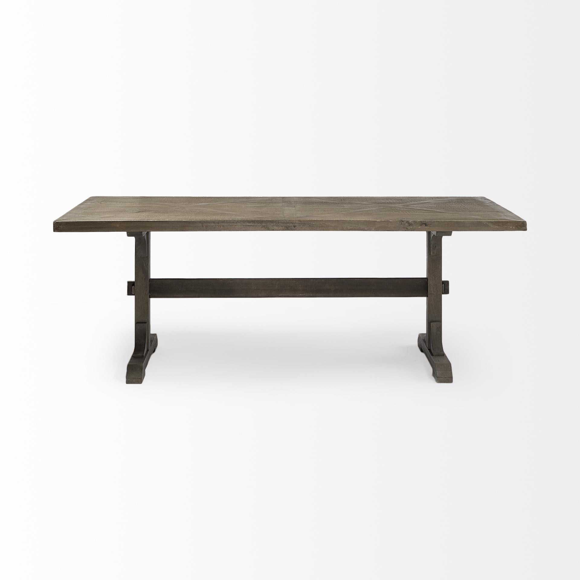 84x40 Grey Solid Wood Top and Base Dining Table