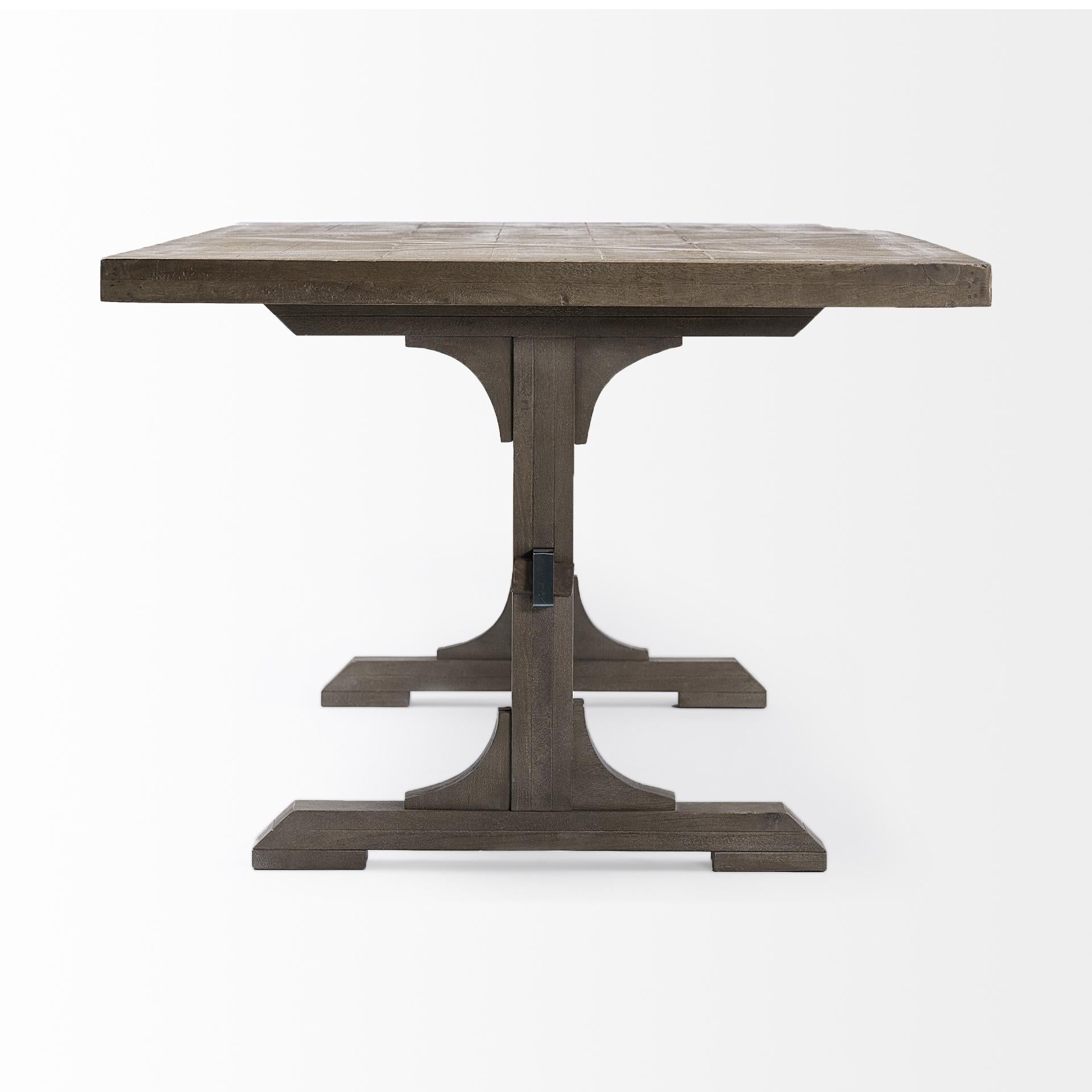 84x40 Grey Solid Wood Top and Base Dining Table