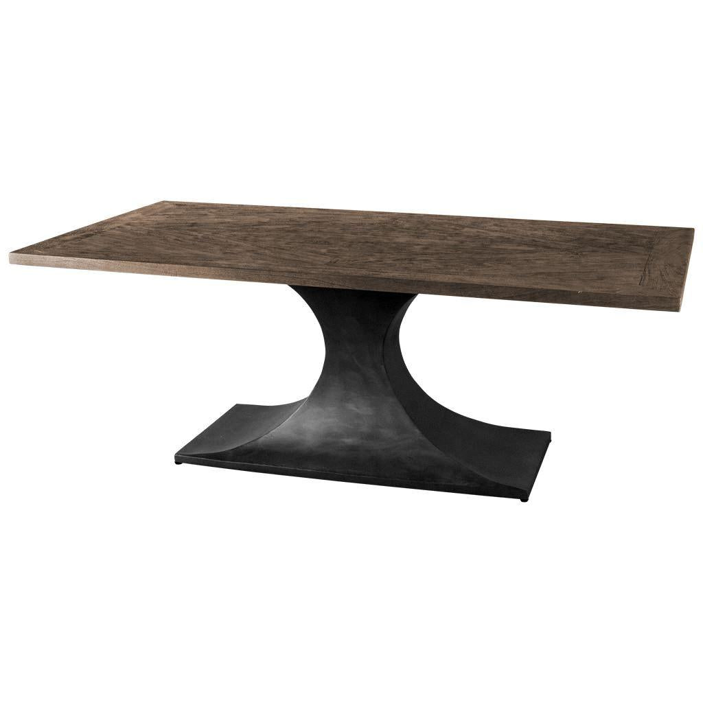 79x39 Rectangular Brown Solid Wood Top with Black Metal Base Dining Table