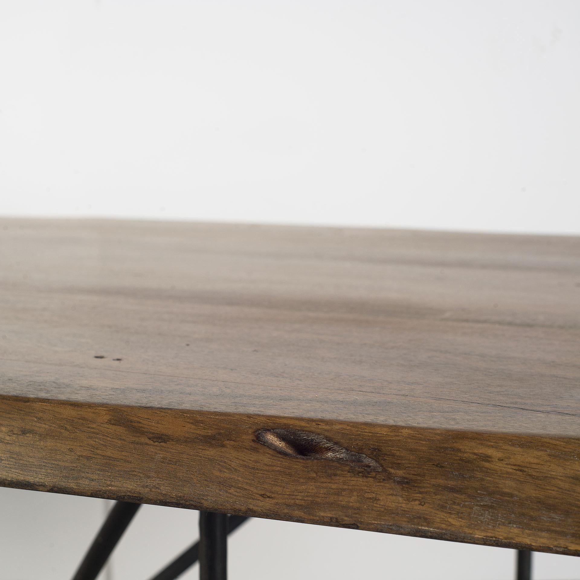 Natural Tapered Live Edge Top with  Iron Base Dining Table