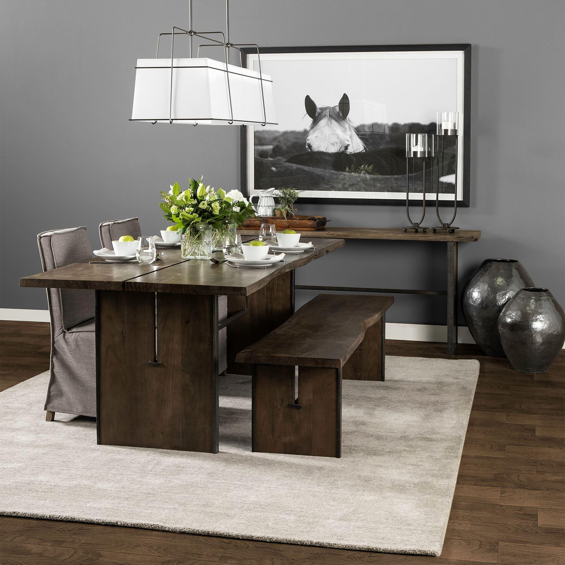 84x38 Brown Solid Wood Top and Base Dining Table