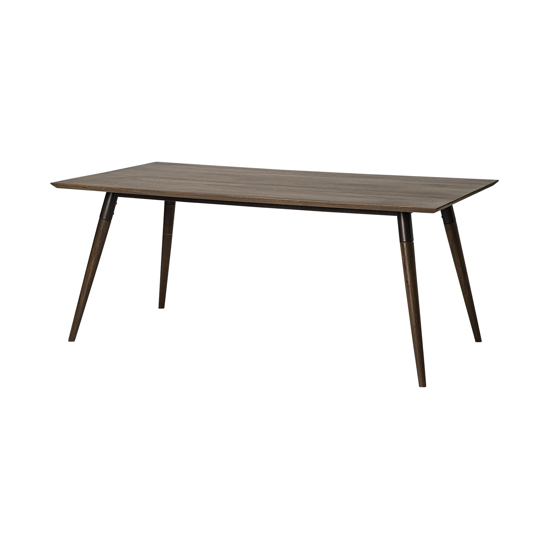 72x39 Brown Solid Wood Top with Metal and Wood Leg Dining Table