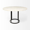 48" Round White Marble Top with Black Metal Base Dining Table