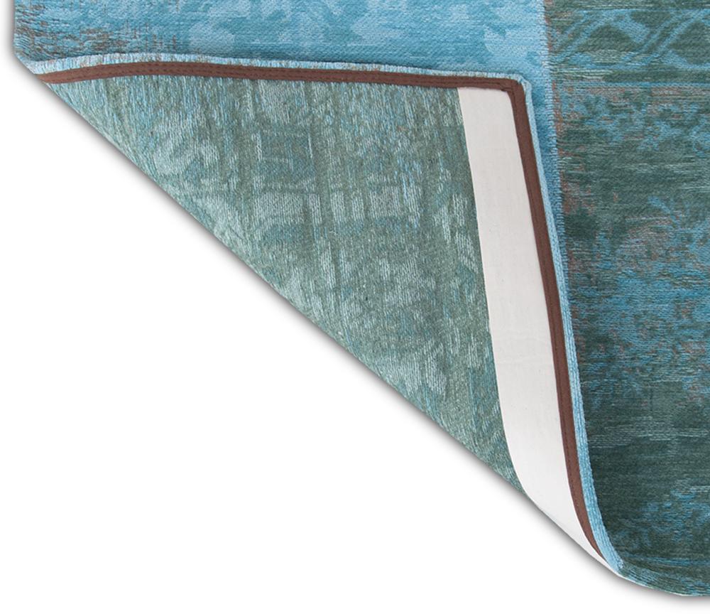 8' x 10' Azur Light Blue Dark Blue and Red Patchwork Design Area Rug Default Title